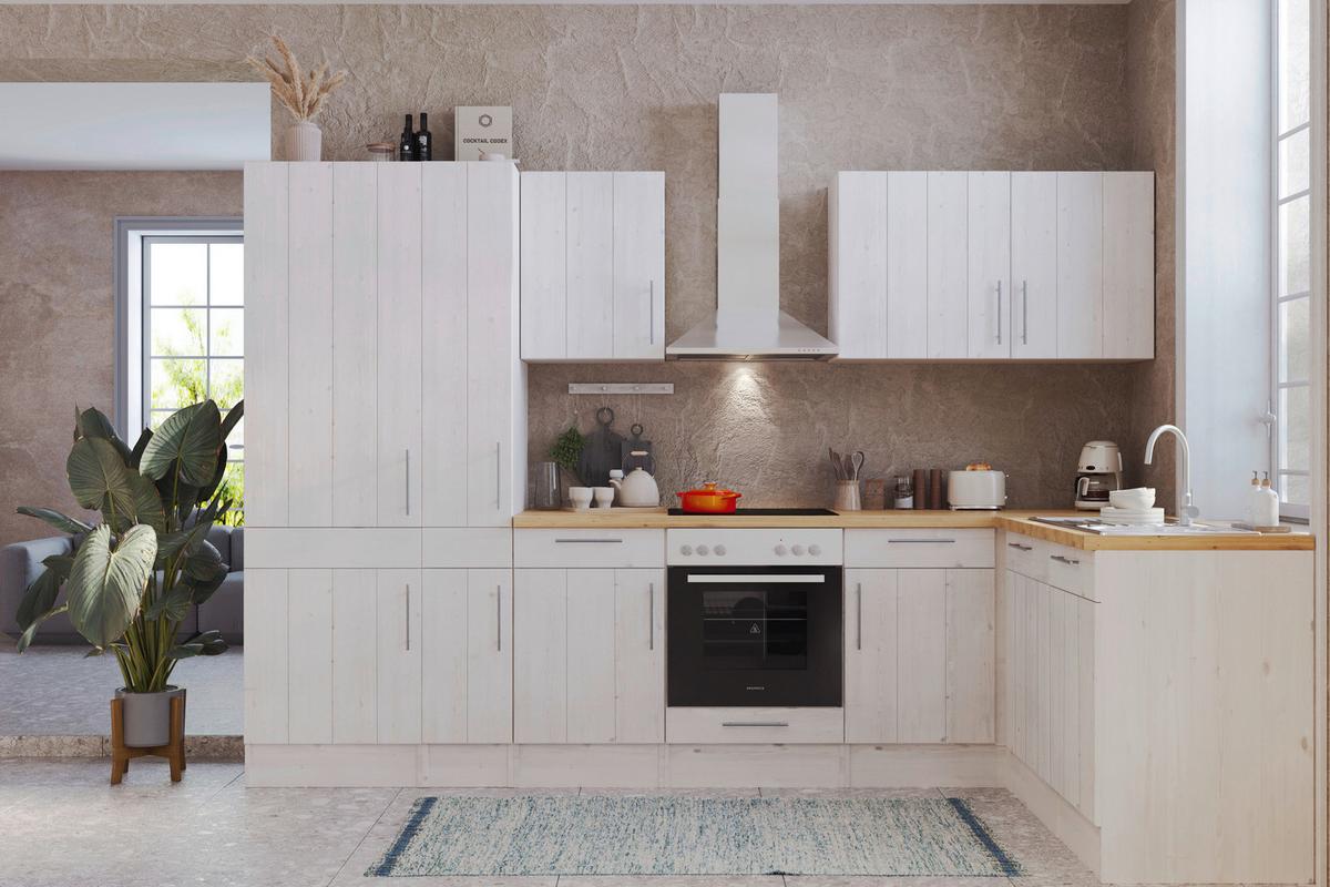Eckküche Premium mit Geräten 310x172 cm Weiß Landhaus - Eichefarben/Weiß, ROMANTIK / LANDHAUS, Holzwerkstoff (310/172cm) - Respekta