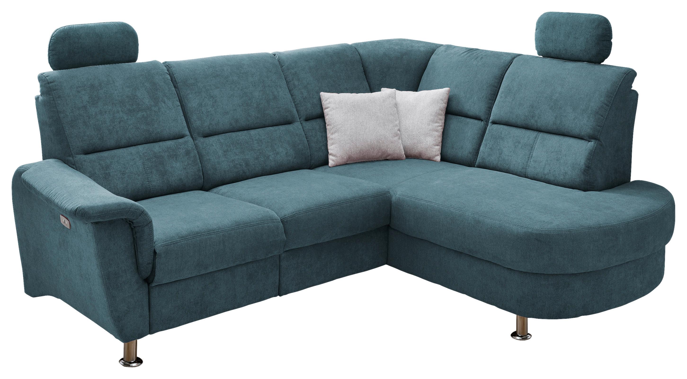 Ecksofa Parole Hellblau S:231/184 cm - Chromfarben, KONVENTIONELL, Textil (231/184cm) - Livetastic