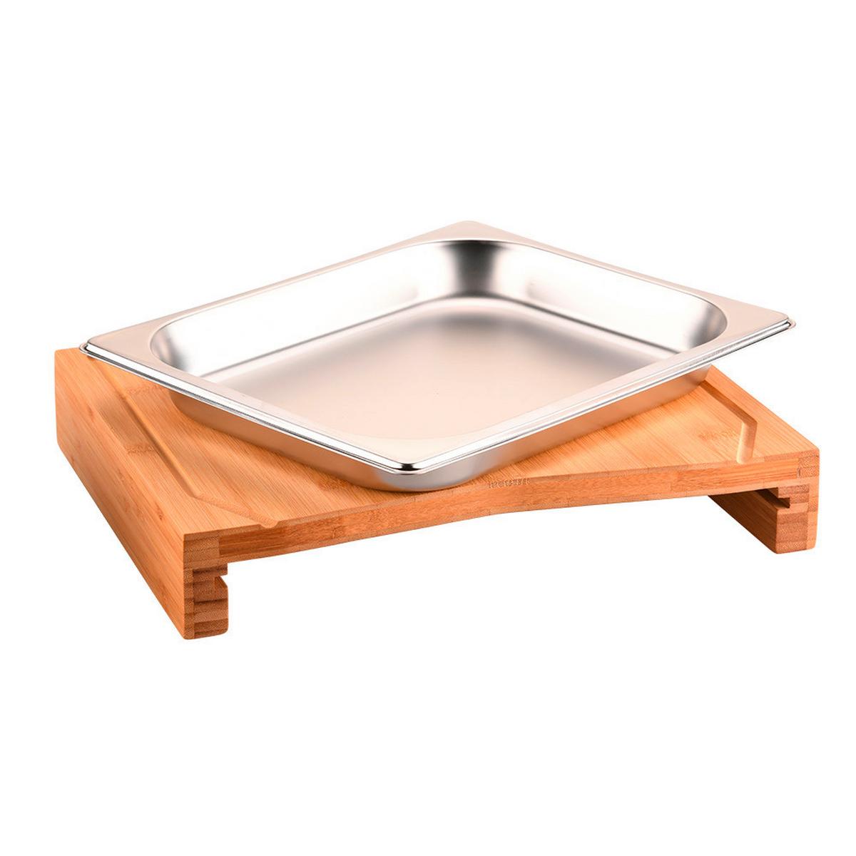 Schneidbrett Mit Auffangschale Bxhxt: 36,5x6,8x28,5 Cm - Hellbraun/Edelstahlfarben, Basics, Holz/Metall (36,5/6,8/28,5cm) - Kesper