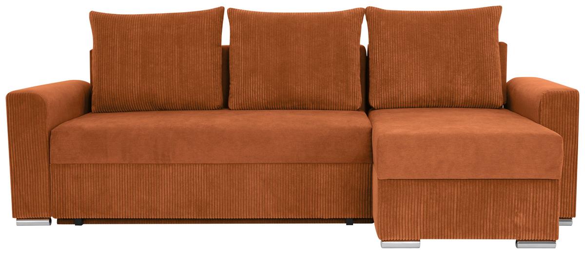 Ecksofa Diever Rostfarben S: 239x141 cm - Chromfarben/Rostfarben, Design, Textil (239/141cm) - Livetastic