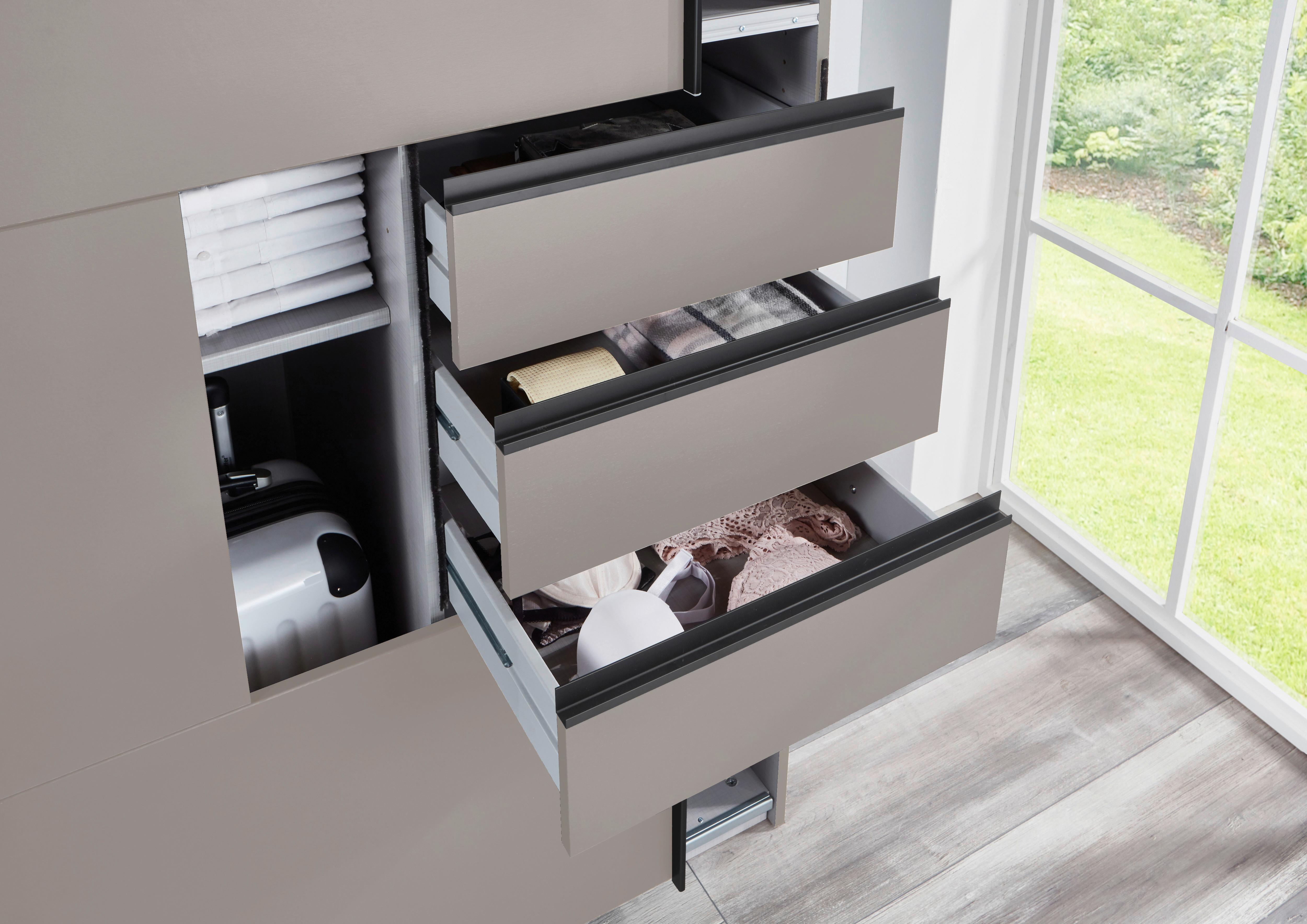Schwebetürenschrank Saigon Beige/greige B: 270 Cm - Greige/Beige, MODERN, Glas/Holzwerkstoff (270/208/64cm) - MID.YOU