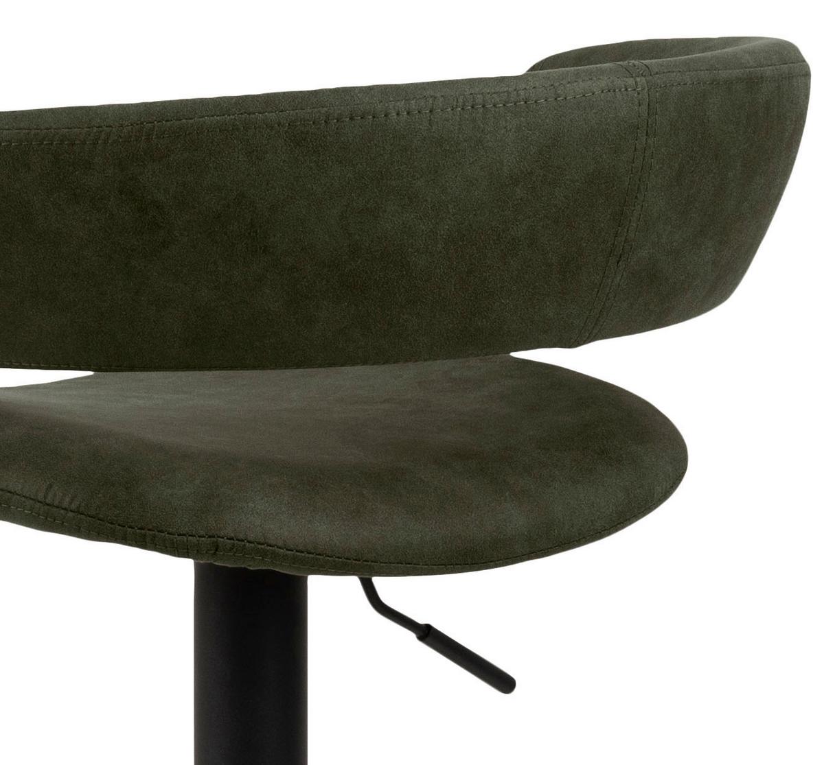 Barhocker Höhenverstellbar Mit Lehne Grace Olivgrün - Schwarz/Olivgrün, Design, Textil/Metall (54/83-104/49cm) - MID.YOU