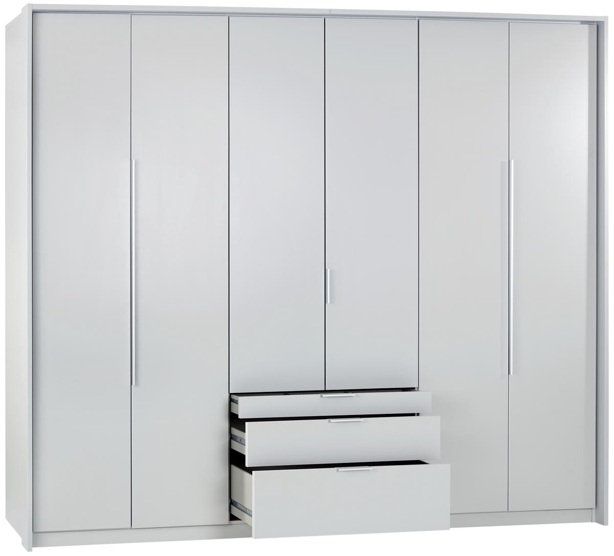 Drehtürenschrank mit Laden 271 cm Alabama, Seidengrau - Hellgrau, MODERN, Holzwerkstoff (271/229/54cm)