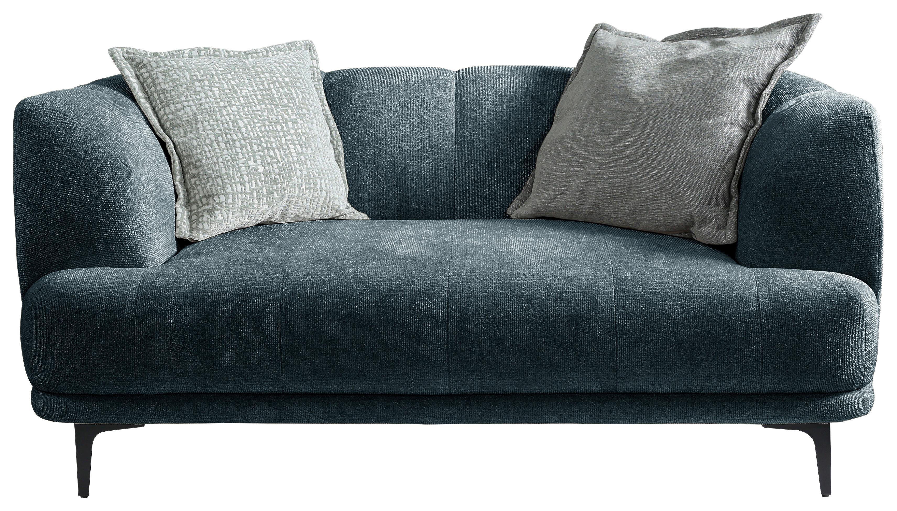 2-sitzer-sofa Lou Blau/schwarz, 166 Cm - Blau/Schwarz, Design, Textil (166/77/106cm) - MID.YOU
