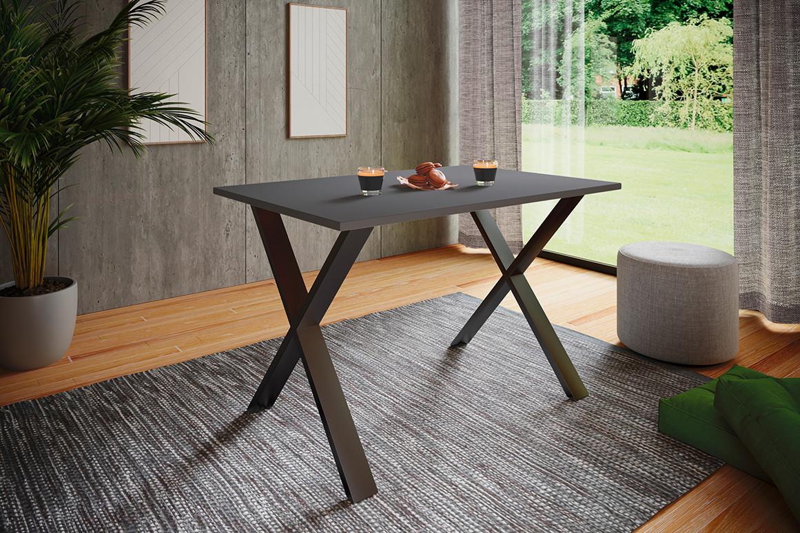 Esstisch Xona Anthrazit, Schwarz L: 110 cm - Anthrazit/Silberfarben, Basics, Holzwerkstoff/Metall (110/80/76cm) - MID.YOU