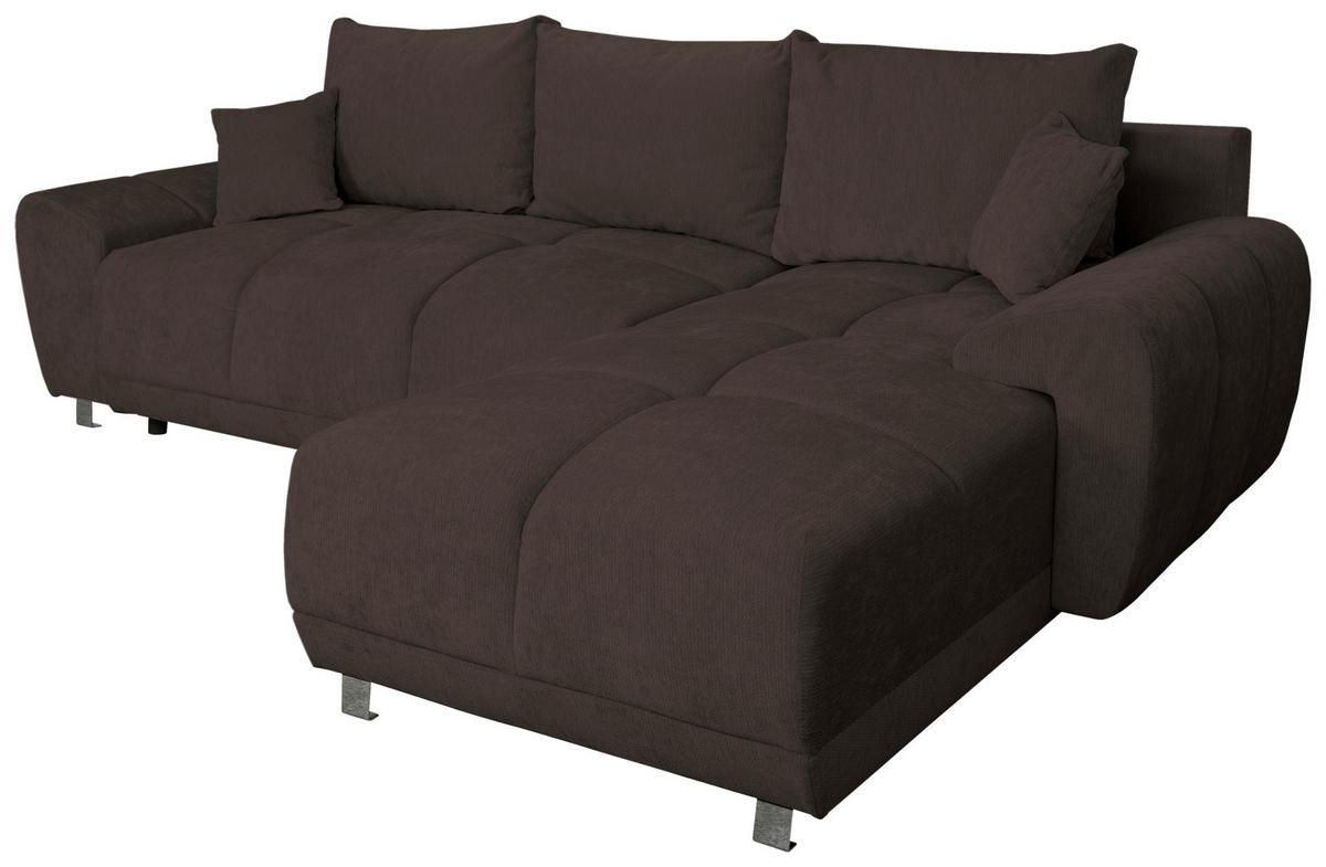 ECKSCHLAFSOFA Ramon, Braun S: 296x182 cm - Chromfarben/Beige, Trend, Textil (296/182cm)