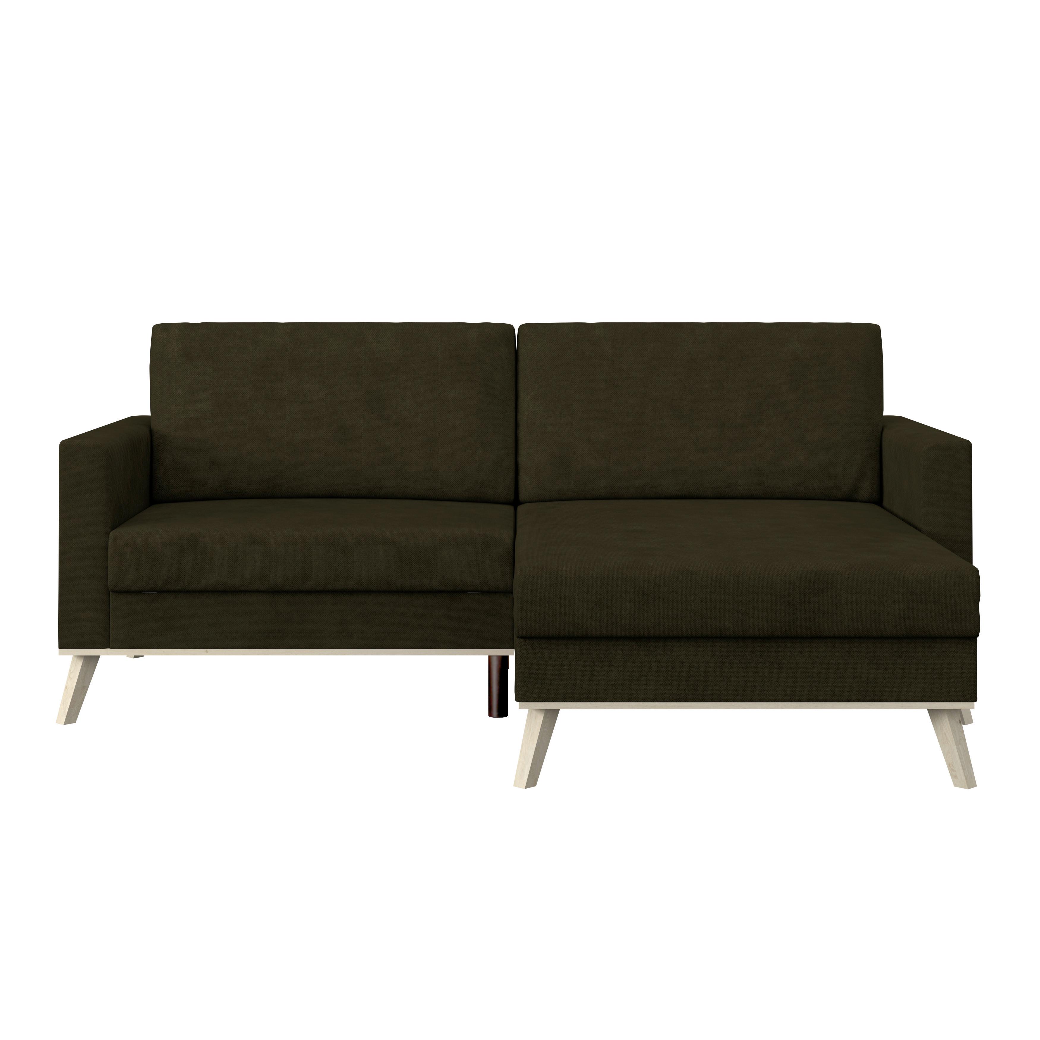 Ecksofa mit Schlaffunktion & Bettkasten Carini Olivgrün