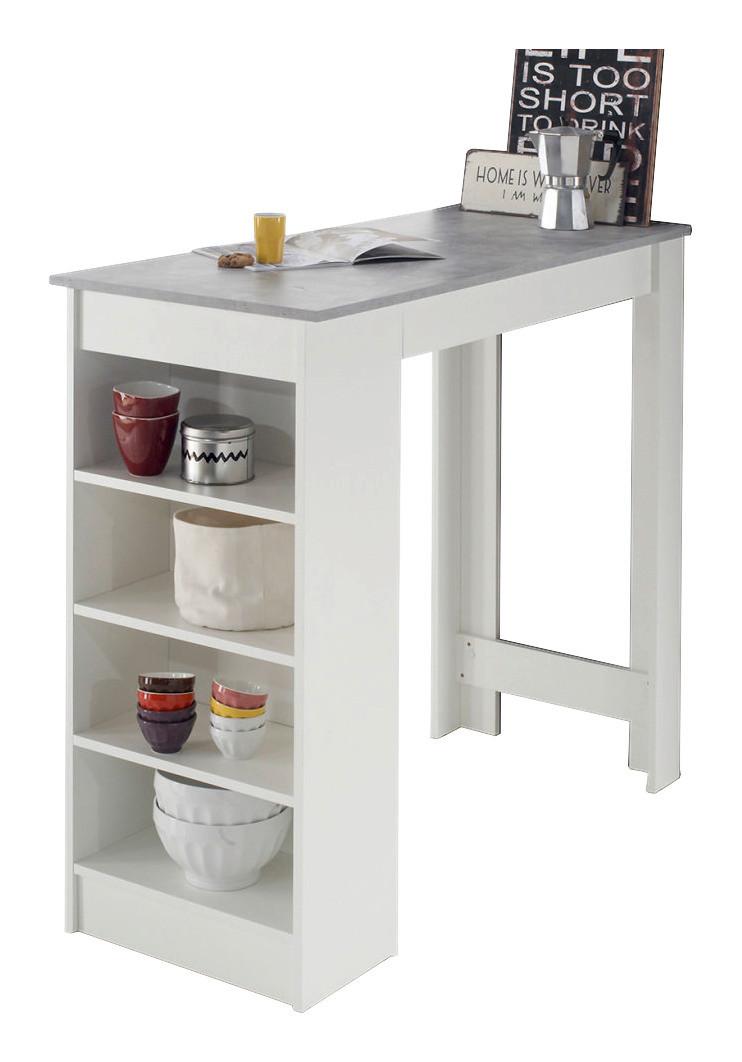 Bartisch Mojito 115x50x103 cm Grau/Weiß mit Regal - Weiß/Grau, Design, Holzwerkstoff (115/50/103cm) - MID.YOU
