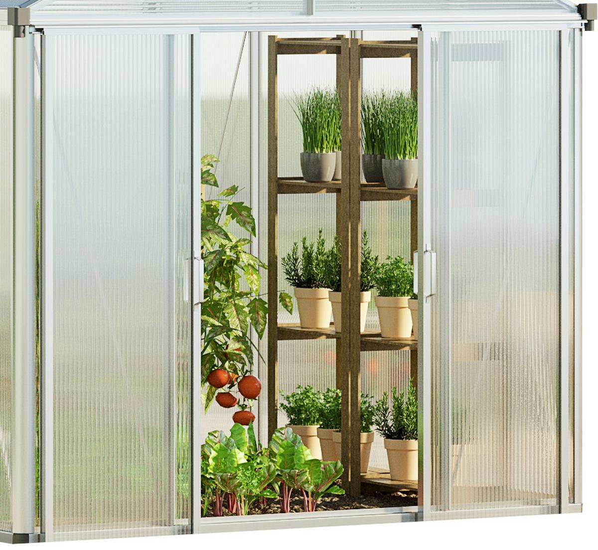 Gewächshaus Premier B 6,73 m² Alu 225x232x299 cm - Silberfarben, MODERN, Metall (225/232/299cm)