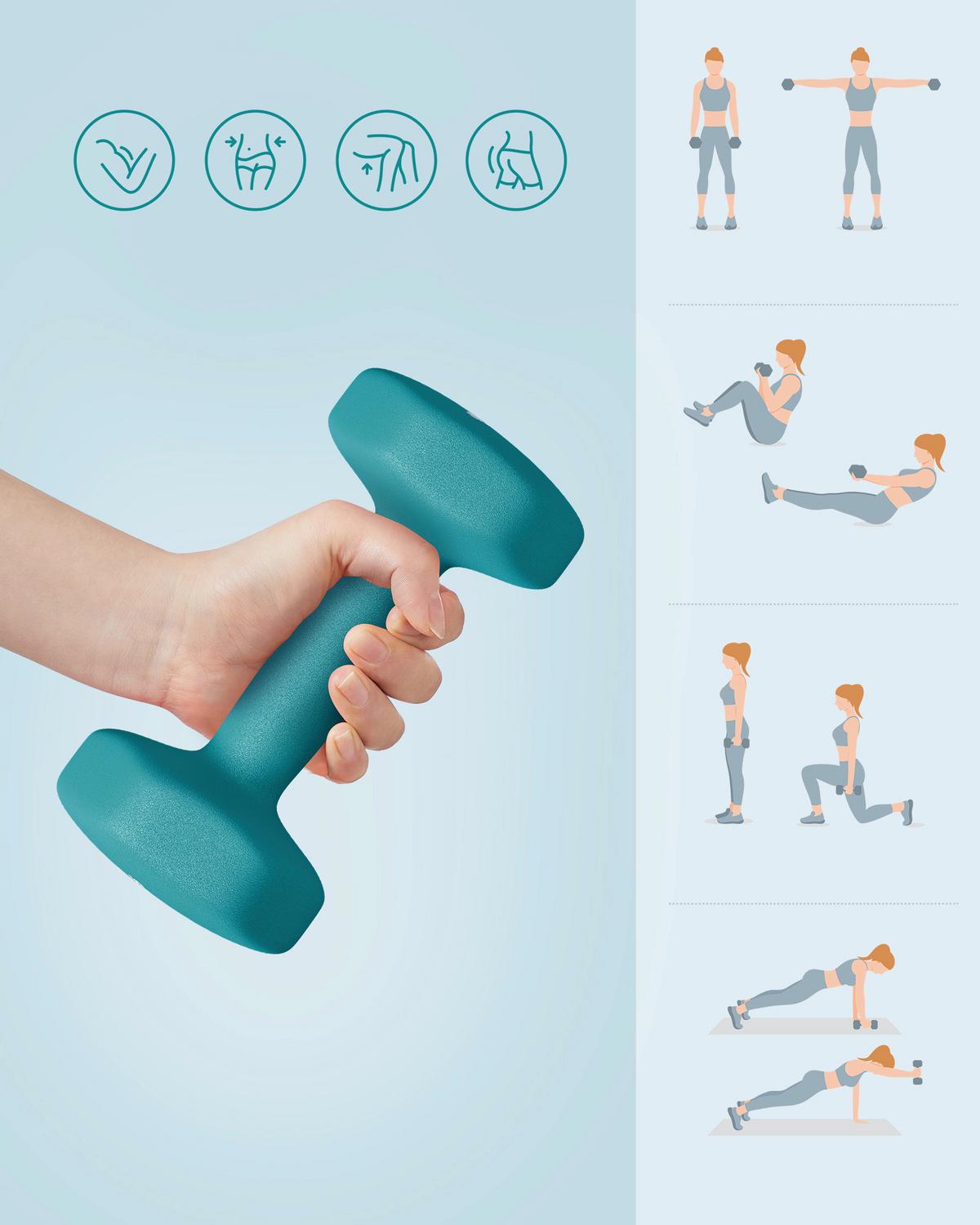 Fitness-Set Dumbbell Blau/Grau/Grün B: 38,5 cm - Blau/Grau, Basics, Metall (38.5/14.5/35.5cm)