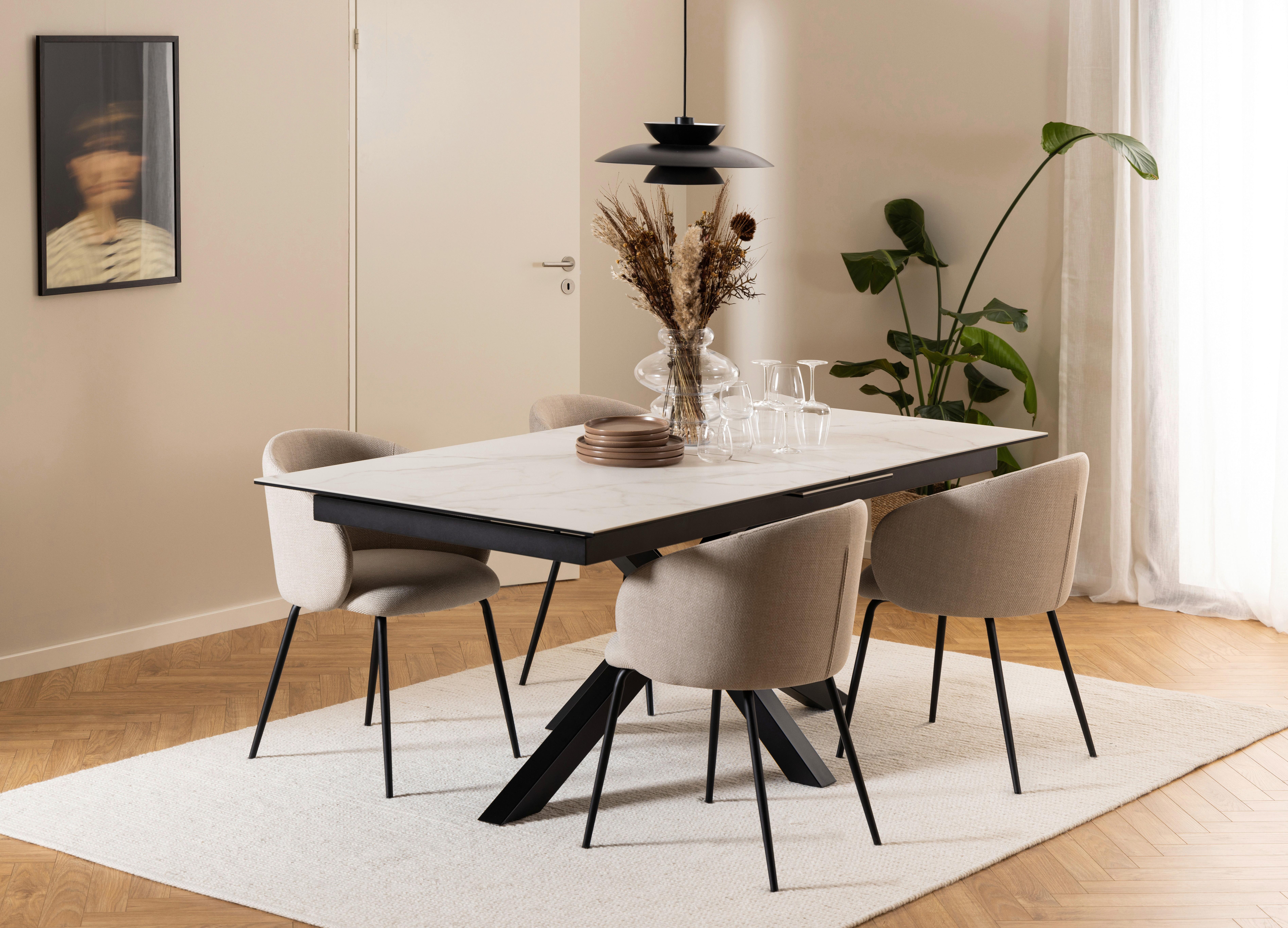 Esstisch ausziehbar Heaven 200-240x100x76cm Schwarz/Weiß - Schwarz/Weiß, Trend, Keramik/Metall (200-240/100/76cm) - MID.YOU