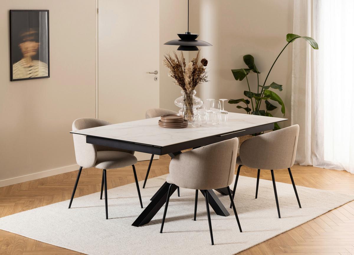Esstisch ausziehbar Heaven 200-240x100x76cm Schwarz/Weiß - Schwarz/Weiß, Trend, Keramik/Metall (200-240/100/76cm) - MID.YOU