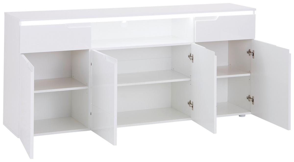 Kommode 180 cm Hilton, Weiß Hilton - Weiß Hochglanz/Weiß, MODERN, Holzwerkstoff (180/83,6/40cm)