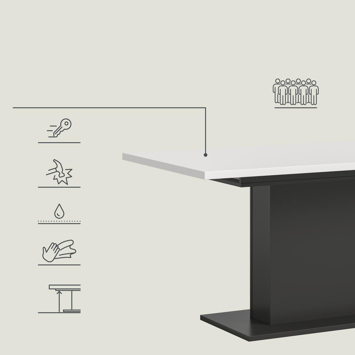 JEDÁLENSKÝ STÔL MARLON 150 AZ - sivá/biela, Konventionell, kompozitné drevo (150-190/76/90cm) - MID.YOU