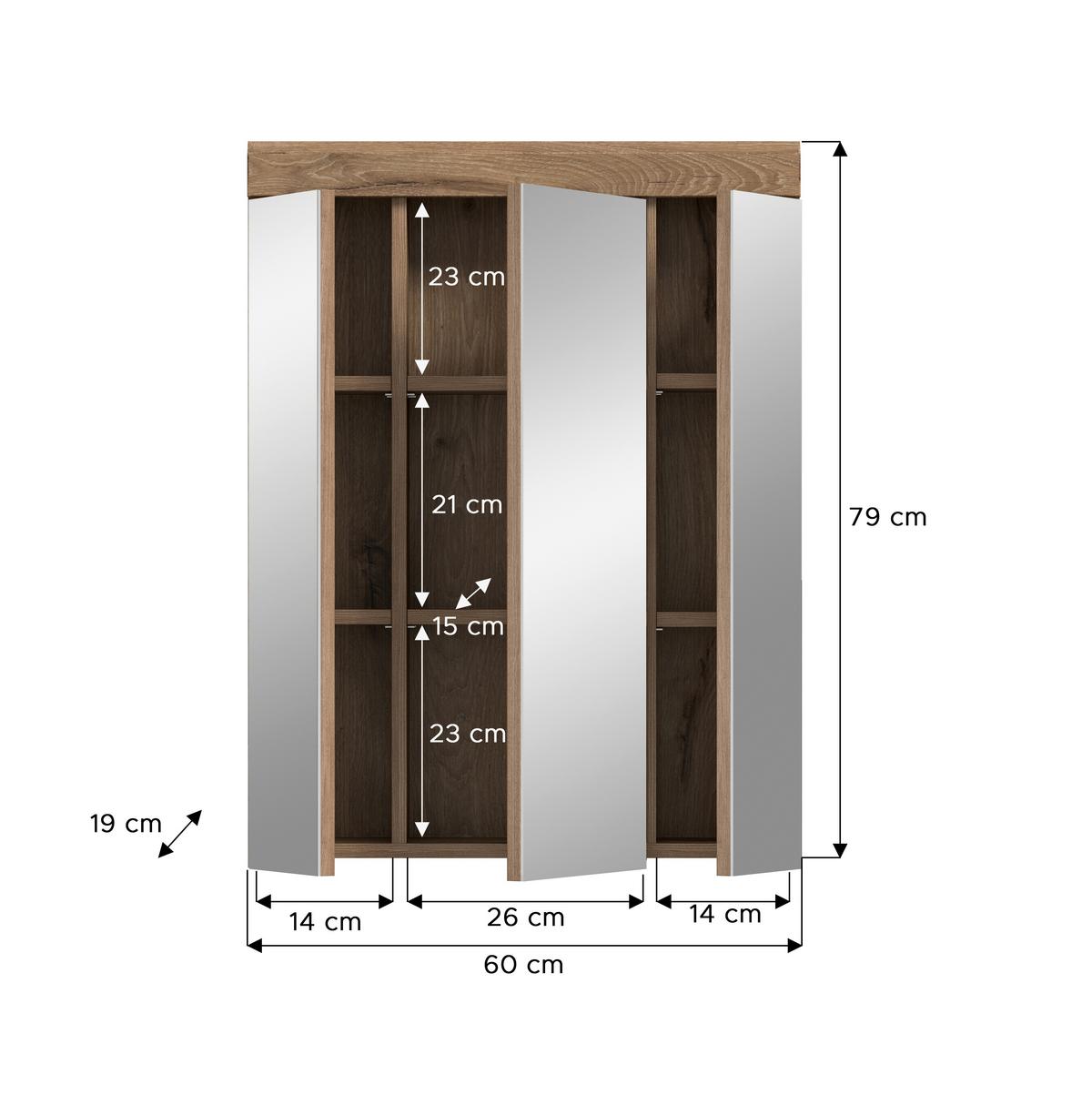 Spiegelschrank Wave Spiegelglas B: 60 cm - MODERN, Glas/Holzwerkstoff (60/79/18cm) - MID.YOU