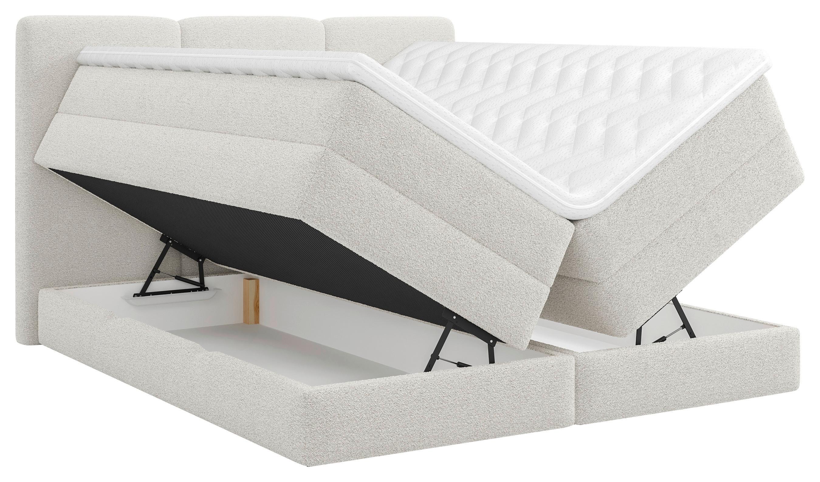 Boxspringbett Castel K - Schwarz/Weiß, MODERN, Holz/Holzwerkstoff (160/200cm) - MID.YOU