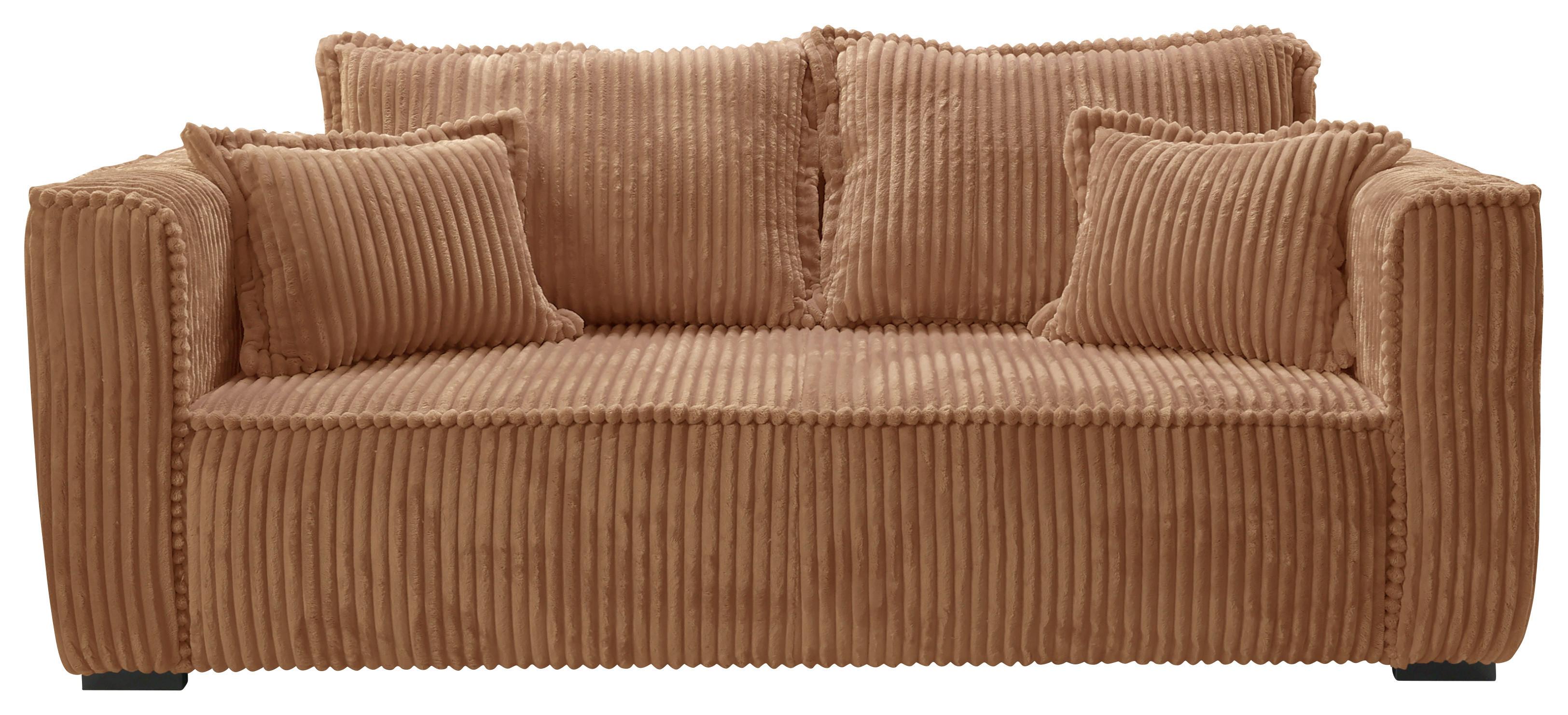 Sofa Modena inkl. Kissen Rostfarben, B: 223 cm - Rostfarben/Schwarz, Design, Textil (223/95/121cm) - MID.YOU