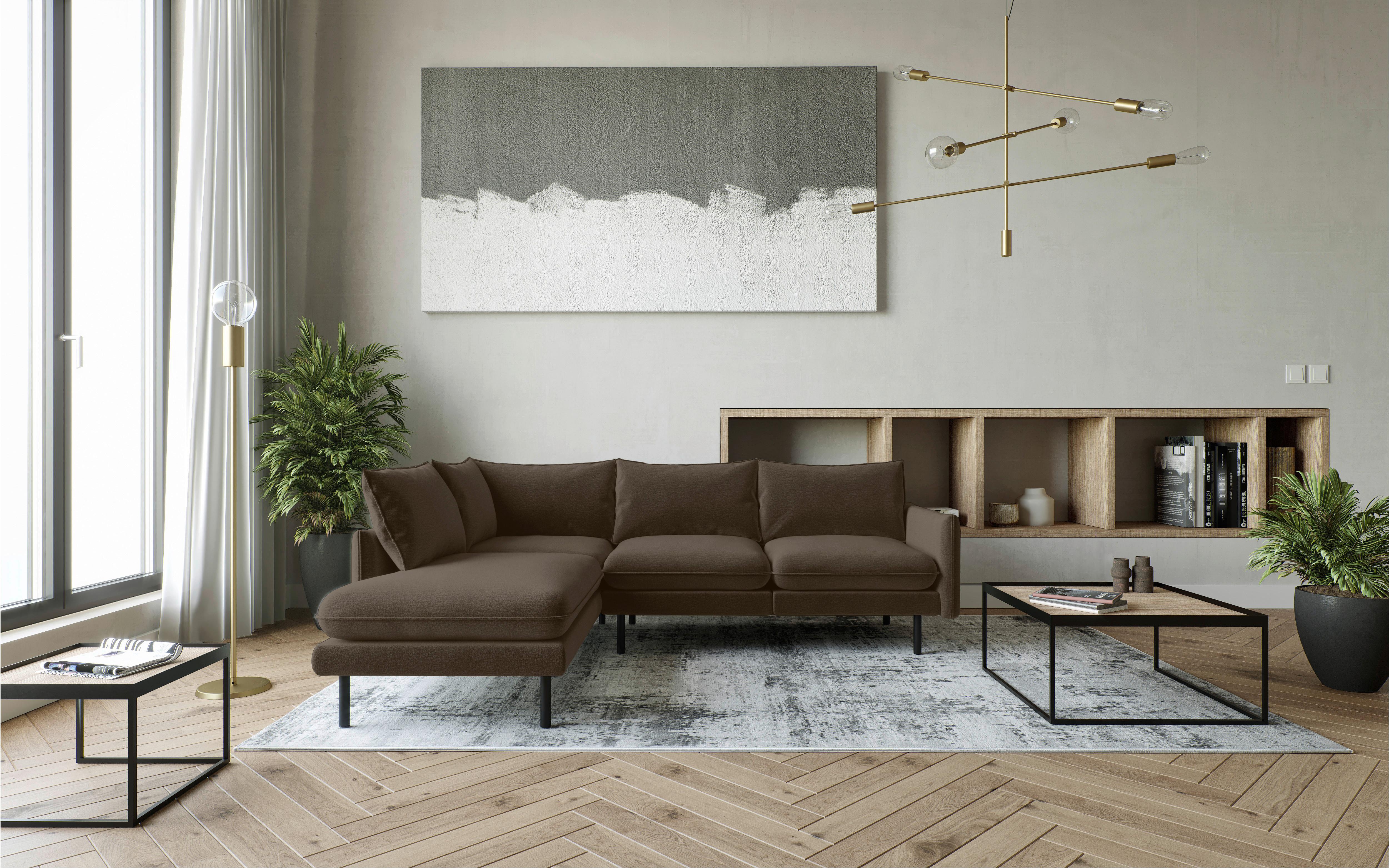 Ecksofa Samos Braun S: 204x267 Cm - Schwarz/Braun, Design, Textil (204/267cm) - Livetastic