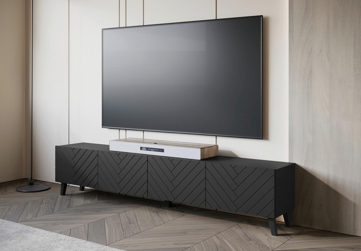 Nízká komoda PHUKET š: 190 cm - čierna, Design, kompozitné drevo/plast (190/42/32,5cm) - Livetastic
