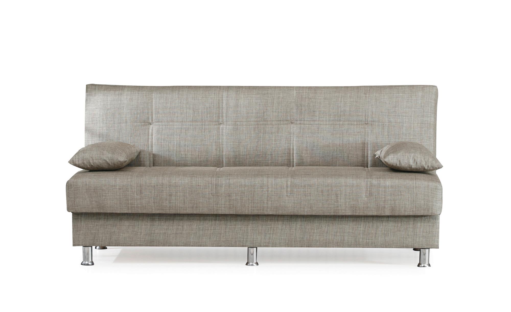 3-Sitzer-Sofa London Mit Schlaffunktion Beige - Chromfarben/Beige, Design, Textil (190/89/89cm) - Livetastic