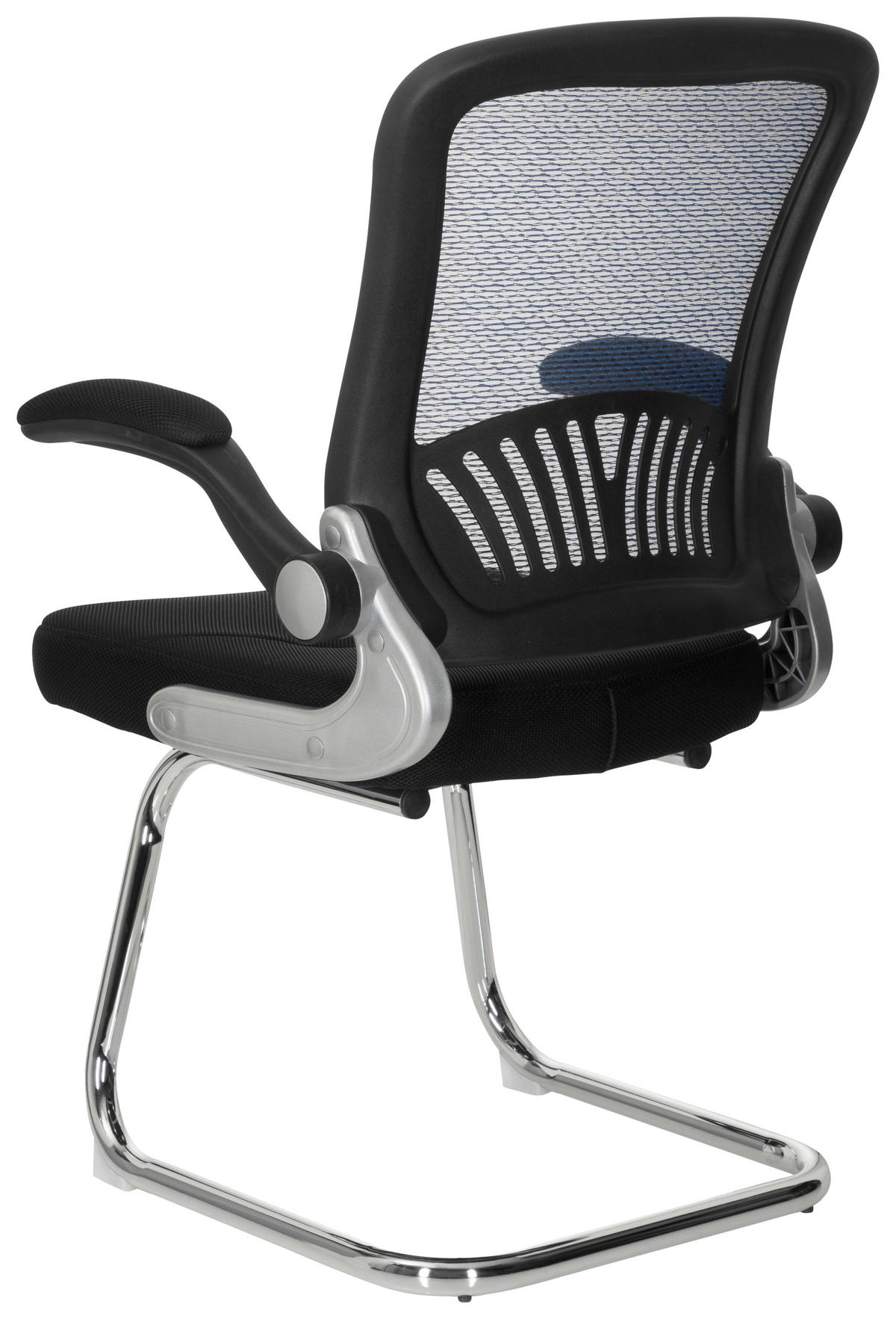 Besucherstuhl mit Armstützen Blau/Schwarz Bis 120 Kg - Chromfarben/Blau, MODERN, Textil/Metall (64/103/64cm) - MID.YOU