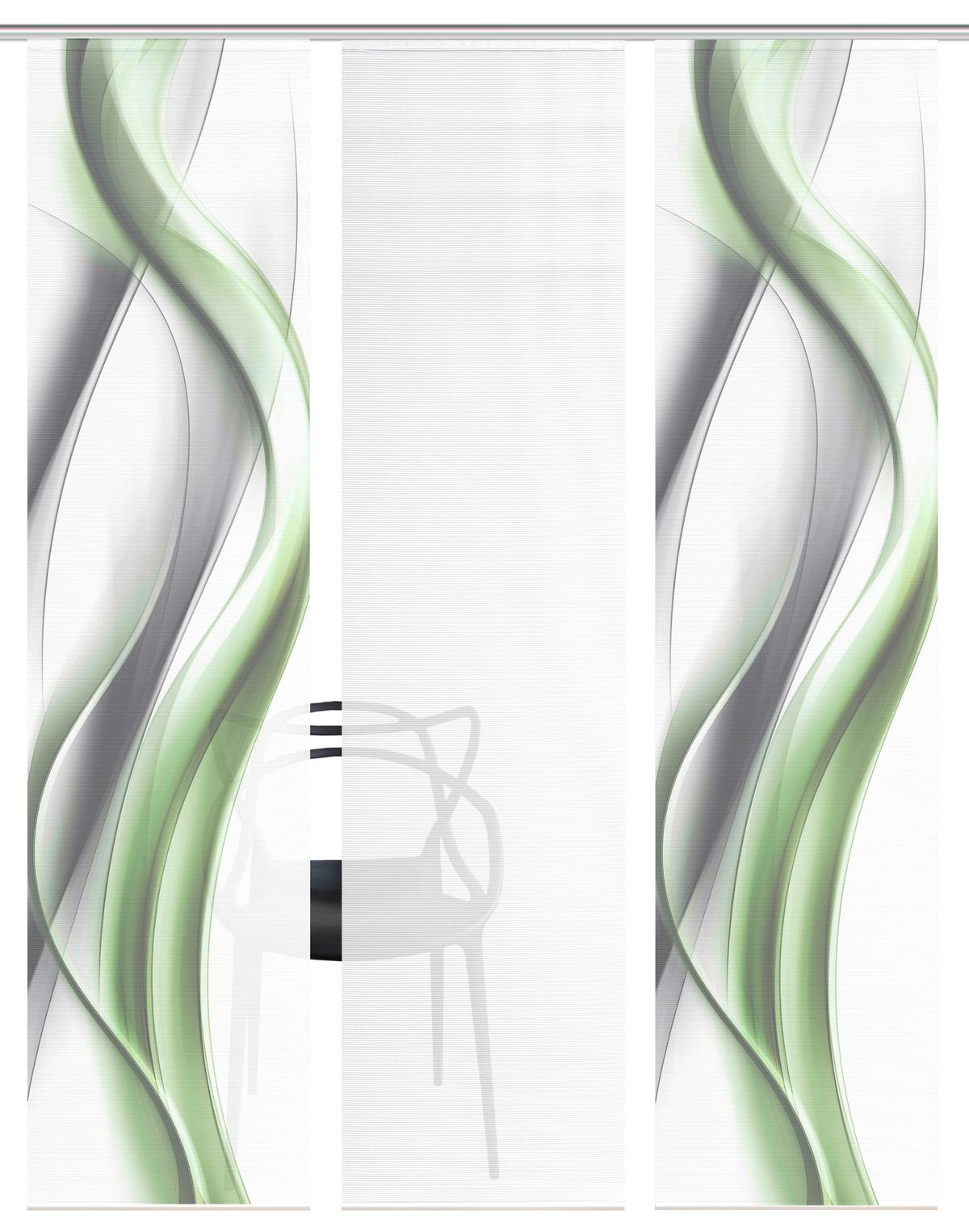 Flächenvorhang Cara 3er Set - Weiß/Grau, Basics, Textil (180/260cm)