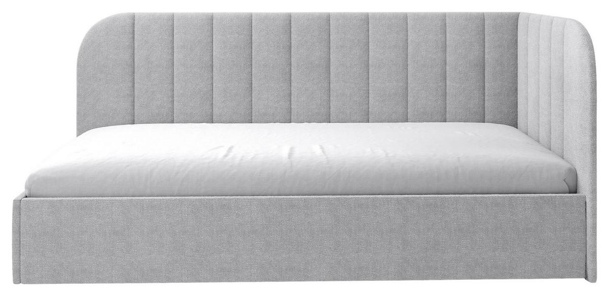 Polsterbett Millow Rechts Grau Lf: 90x200 Cm - Schwarz/Grau, MODERN, Holz/Holzwerkstoff (90/200cm) - MID.YOU