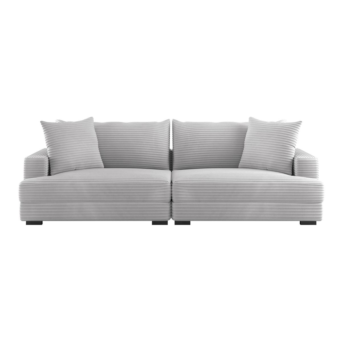 Big Sofa Pelle Mit Kissen B: 261 Cm Hellgrau - Wengefarben/Hellgrau, Trend, Textil (261/124cm) - Luca Bessoni