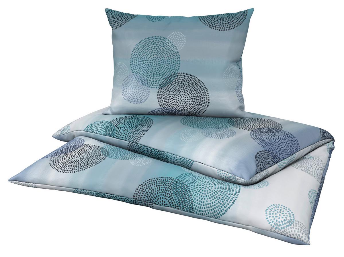 Bettwäsche 140x200 cm Rebecca Baumwolle Blau Kreise - Blau, ROMANTIK / LANDHAUS, Textil (140/200cm) - James Wood