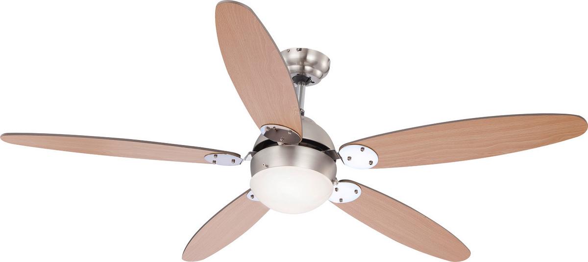 Deckenventilator Ante - Chromfarben/Buchefarben, Basics, Glas/Holzwerkstoff (132/40,6cm)