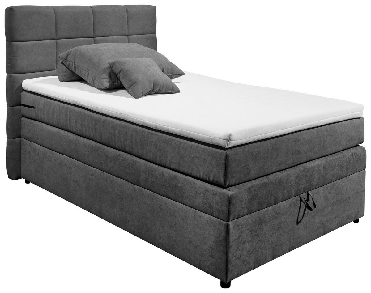 Boxspringbett Mit Topper & Bettkasten 120x200 Tacoma 3 - Anthrazit, KONVENTIONELL (120/200cm) - MID.YOU