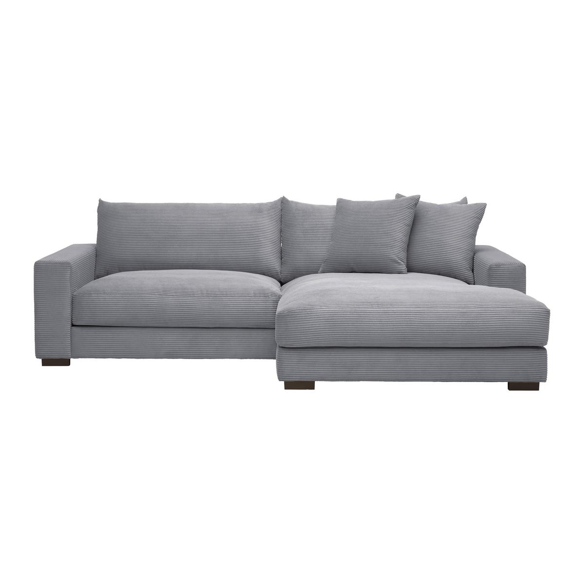Rohová sedačka PEDRO, pravá, šedý manšestr - šedá, Moderní, textil (265/180cm) - Mömax