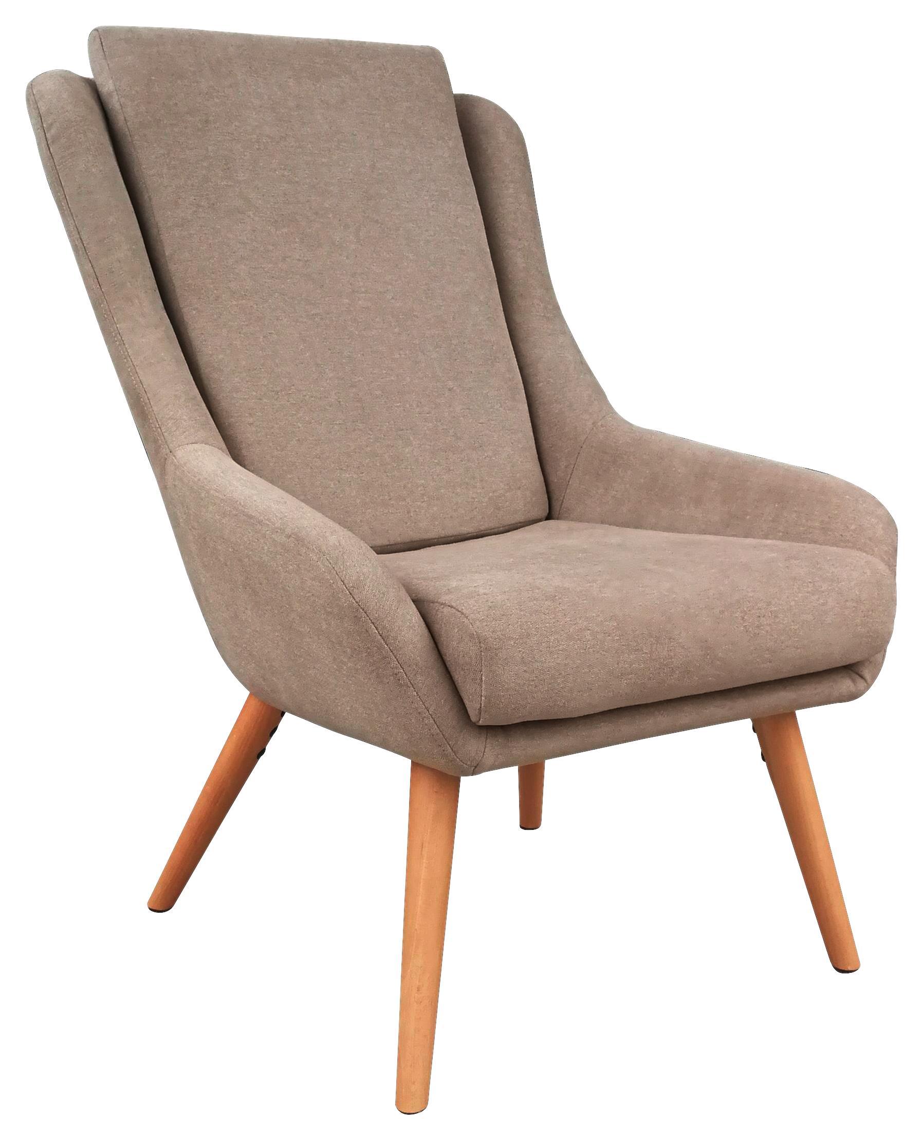 Relaxsessel Korsika - Greige/Buchefarben, LIFESTYLE, Holz/Textil (62/93/82cm) - Luca Bessoni