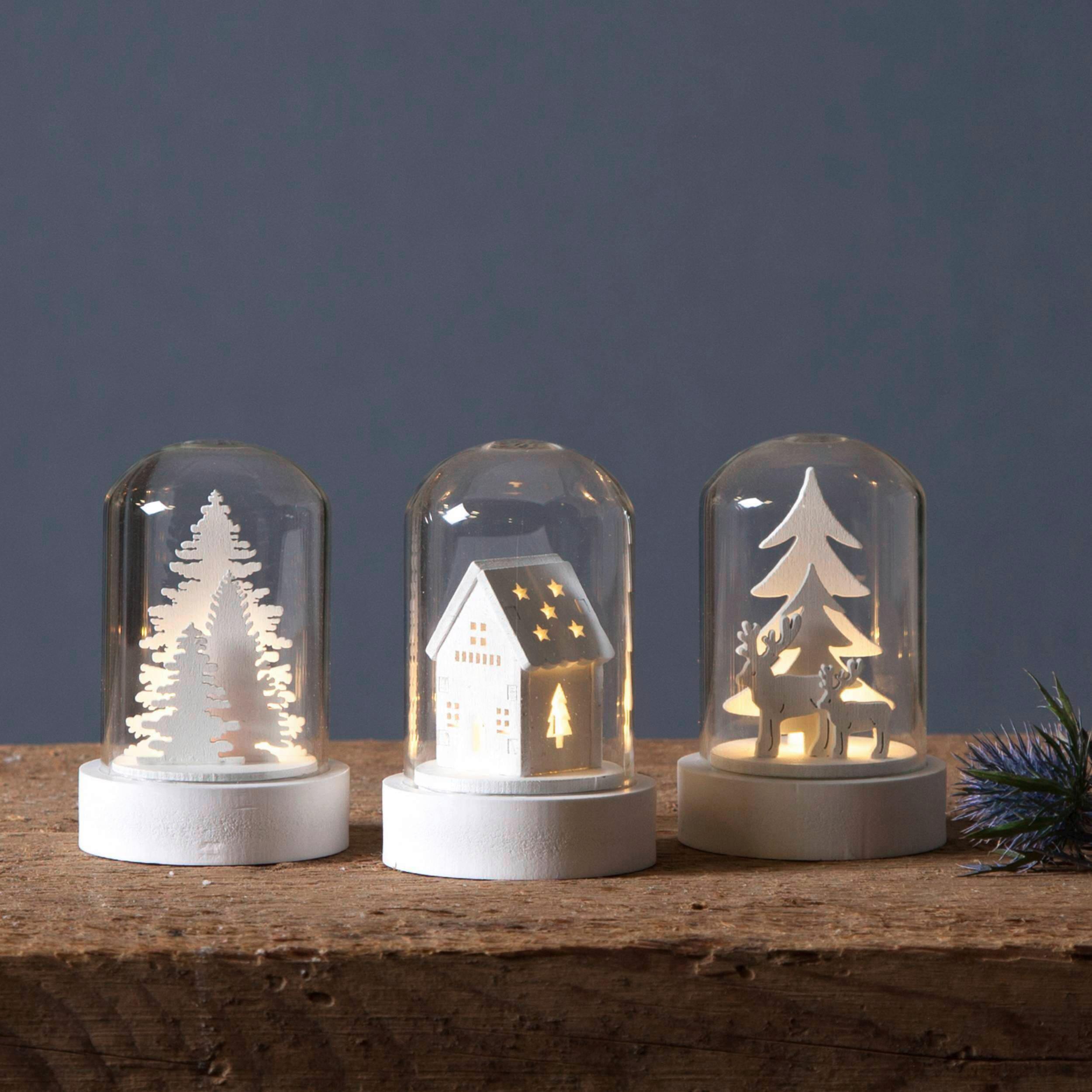 Led-dekoleuchte 064-90 Domes - Klar/Weiß, Basics, Glas/Holz (5,5/8,5cm) - Eglo