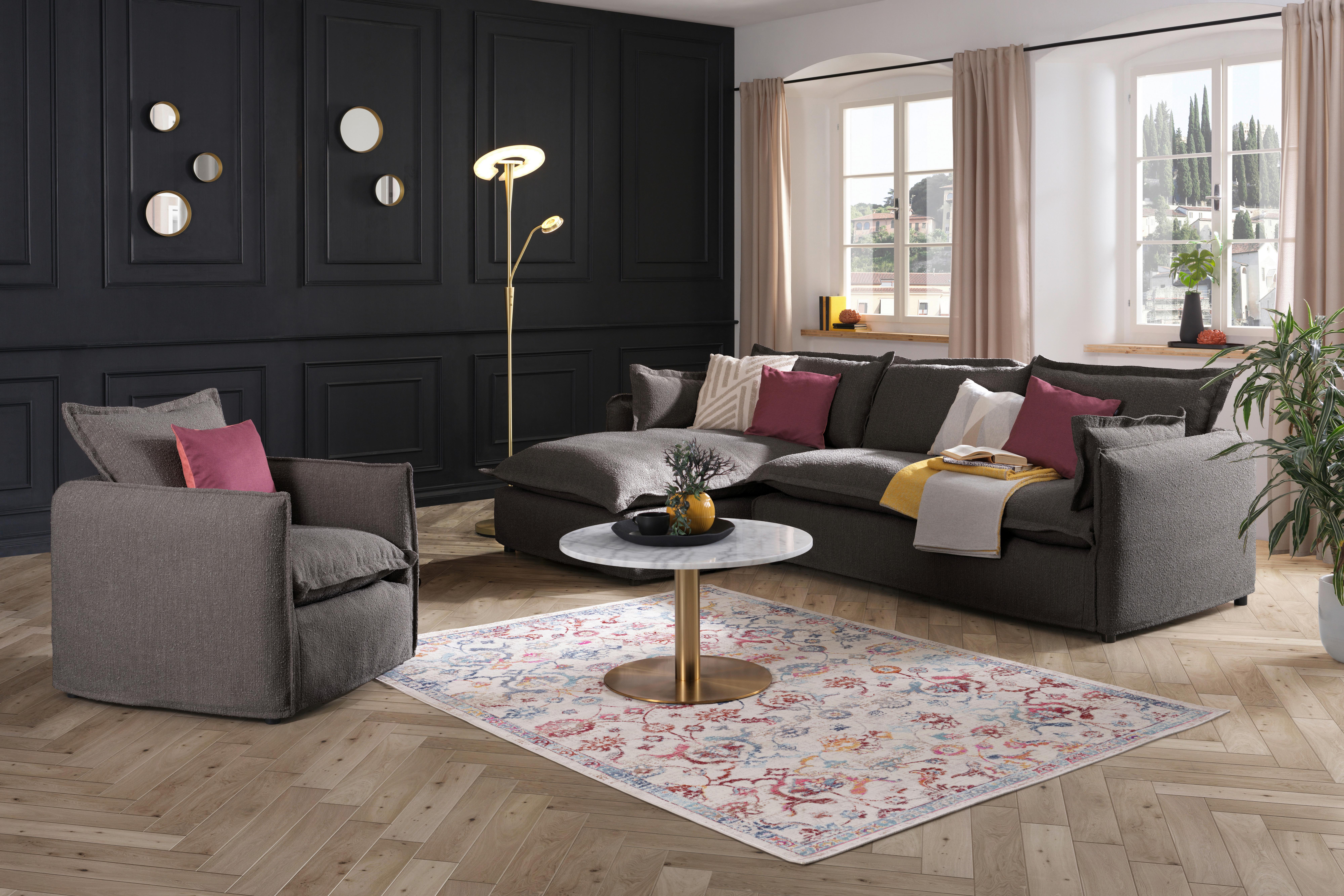 Ecksofa Toscana - Schwarz/Grau, Trend, Textil (165/295cm) - Livetastic