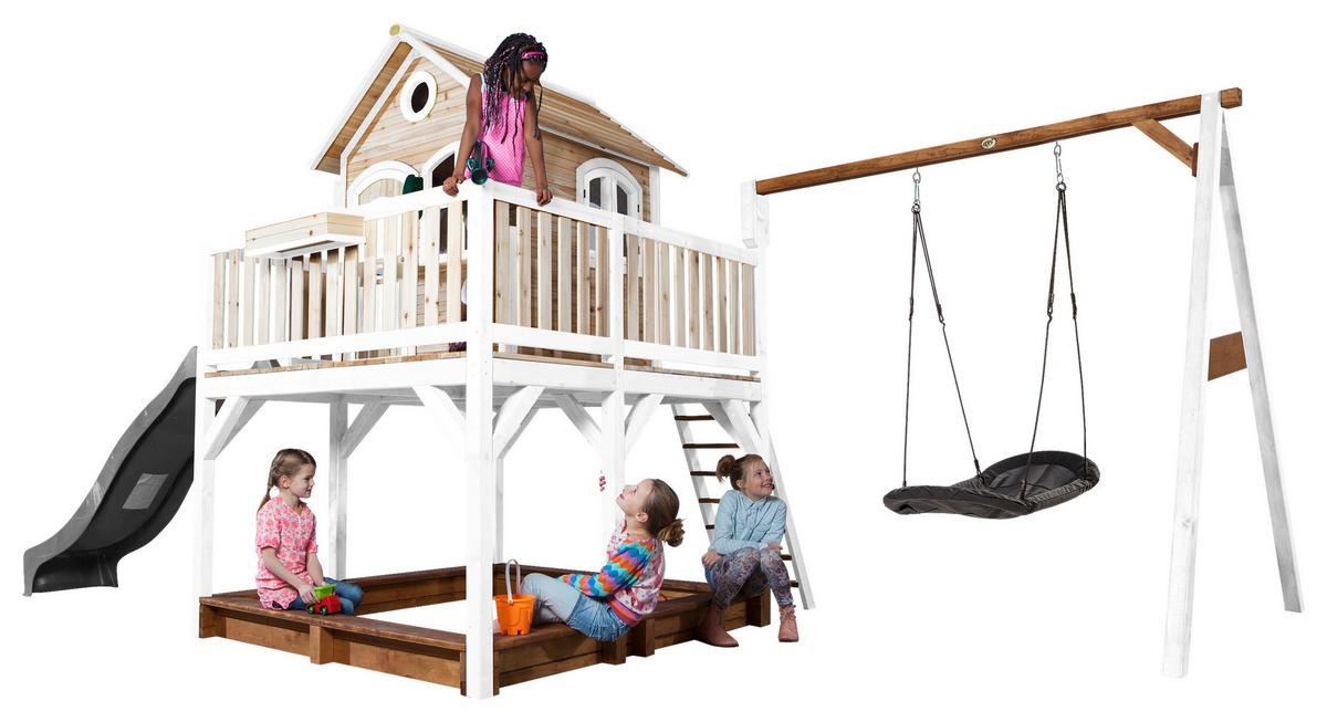 Spielturm A030.158.81 - Braun/Weiß, KONVENTIONELL, Holz (613/291/277cm) - Ambia Garden