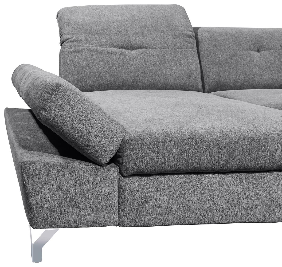 Ecksofa Melfi Dunkelgrau U: 168 Cm - Dunkelgrau/Silberfarben, MODERN, Textil (168/350/245cm) - MID.YOU