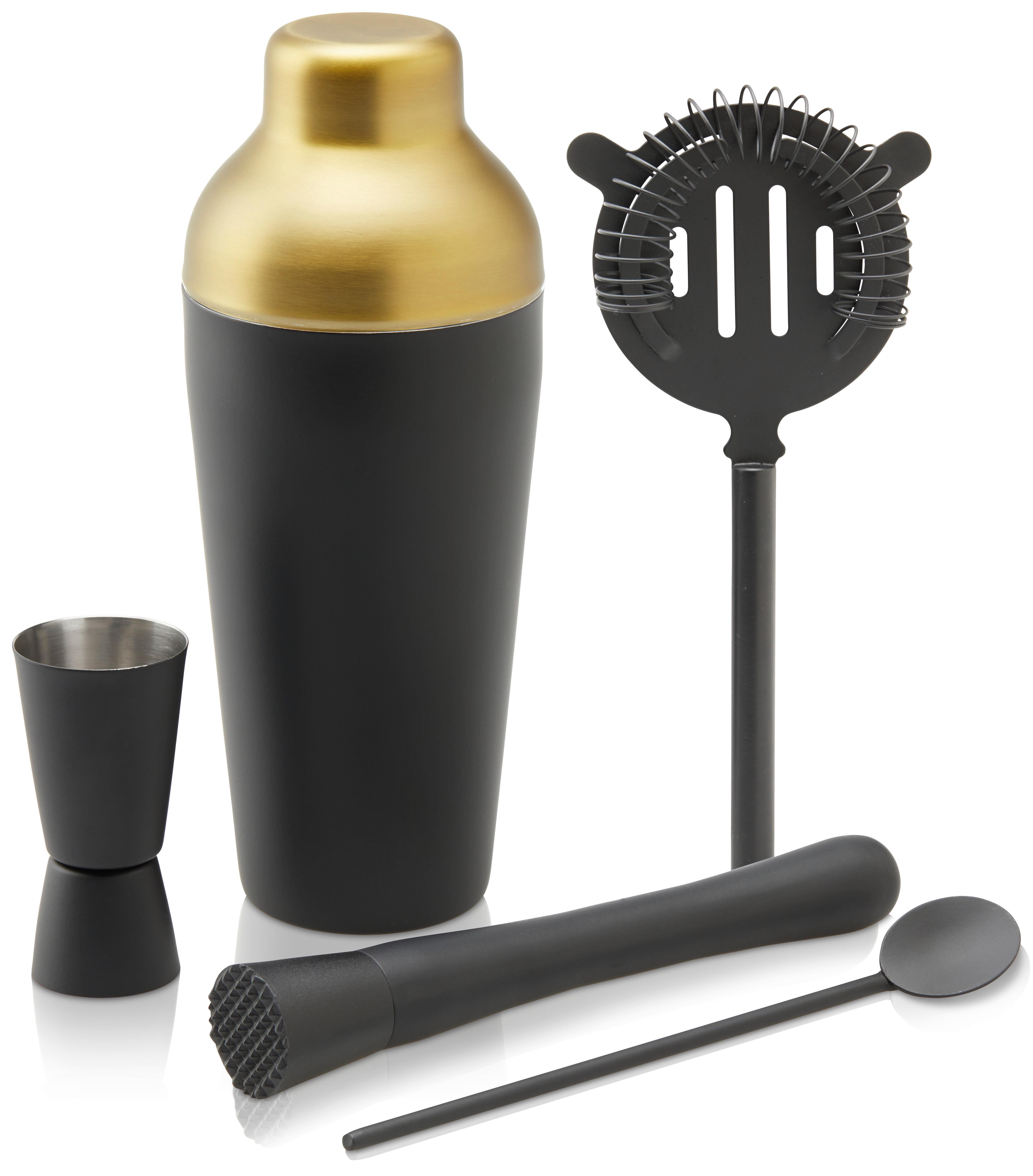 Koktejlová Sada Glamour - černá/barvy zlata, Moderní, kov/plast - Premium Living