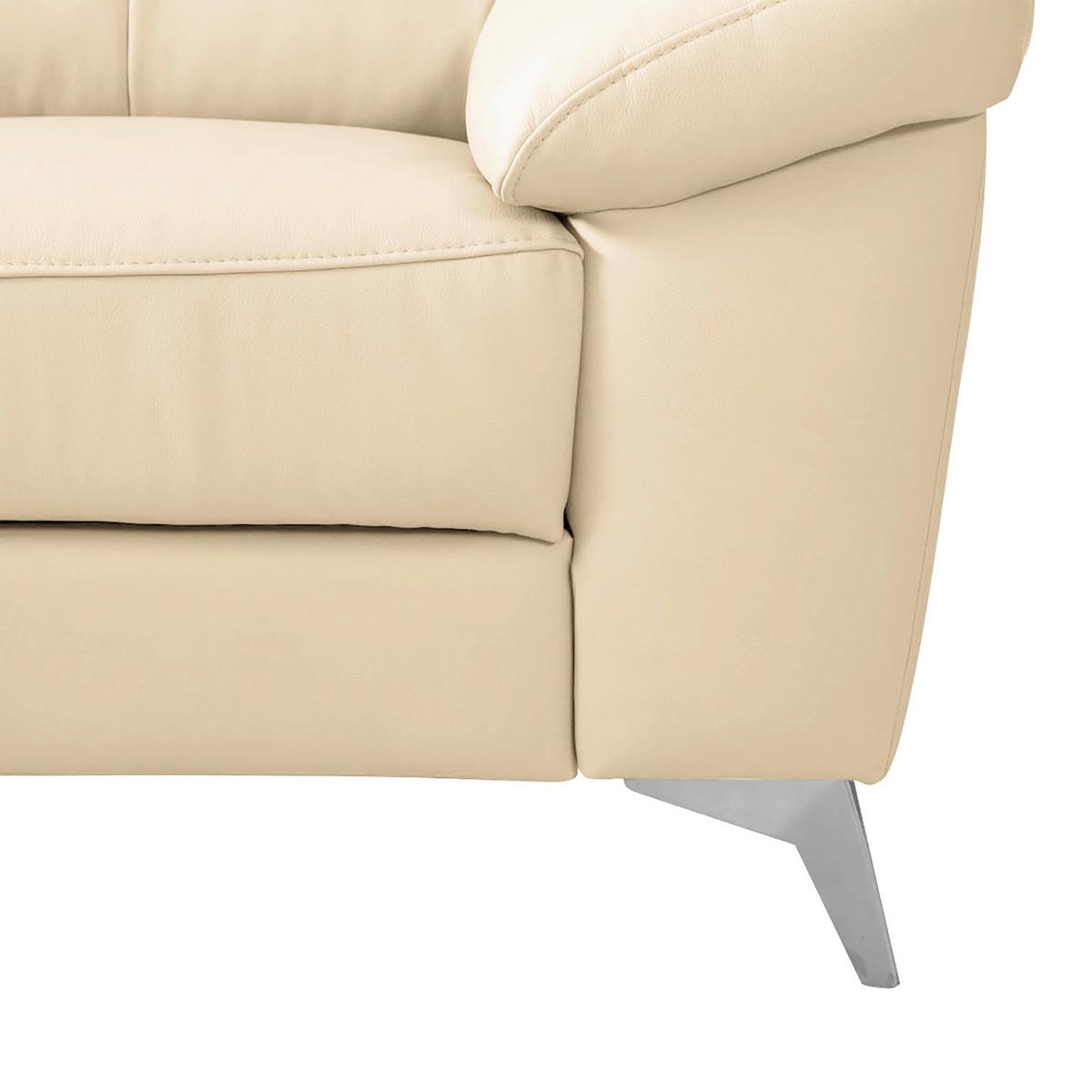 Ecksofa Luna Teilleder Beige 194x242 - Chromfarben/Beige, Design, Leder/Textil (194/242cm) - Livetastic