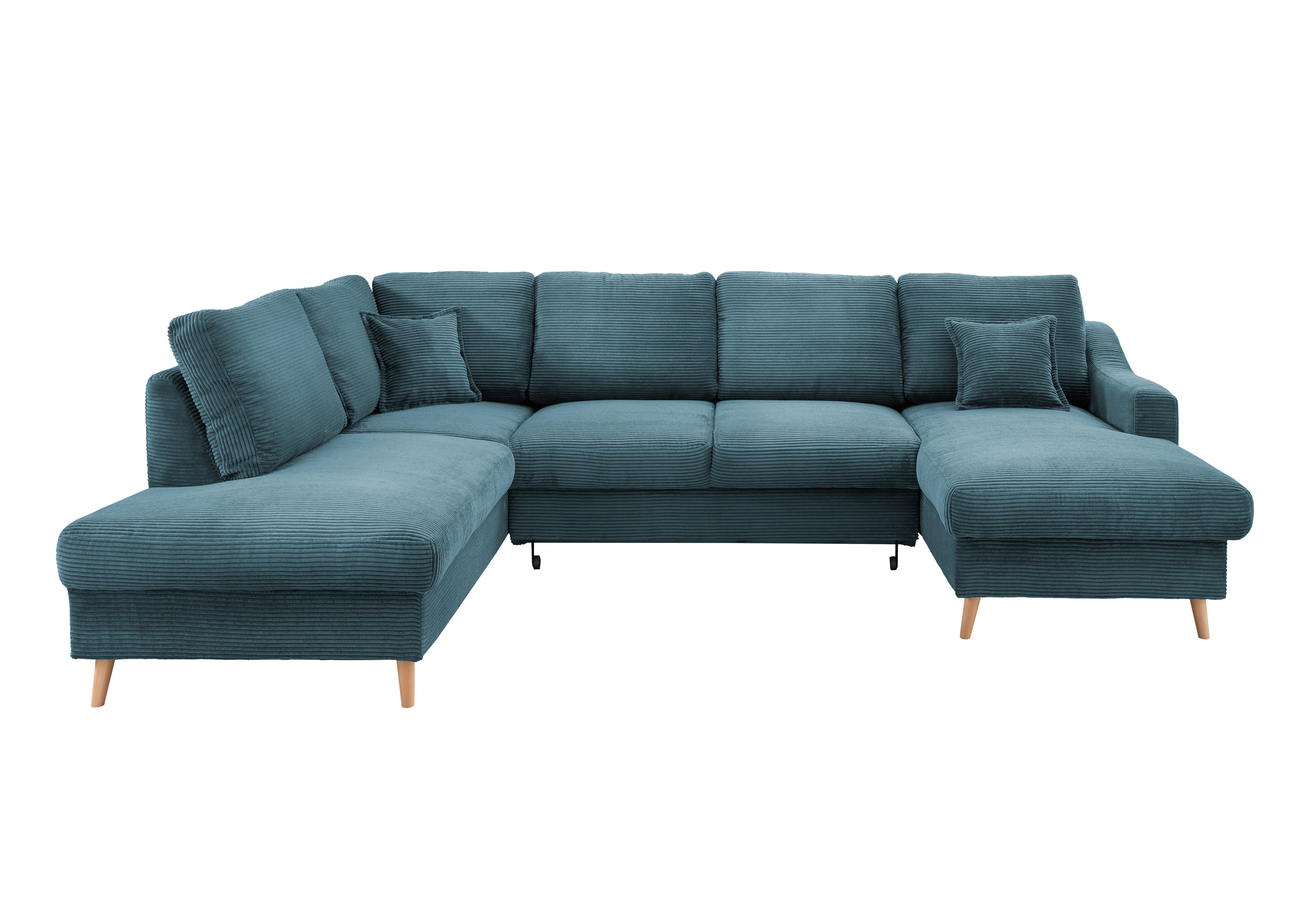 Wohnlandschaft Valentina - Petrol/Naturfarben, KONVENTIONELL, Textil (200/301/150cm) - P & B