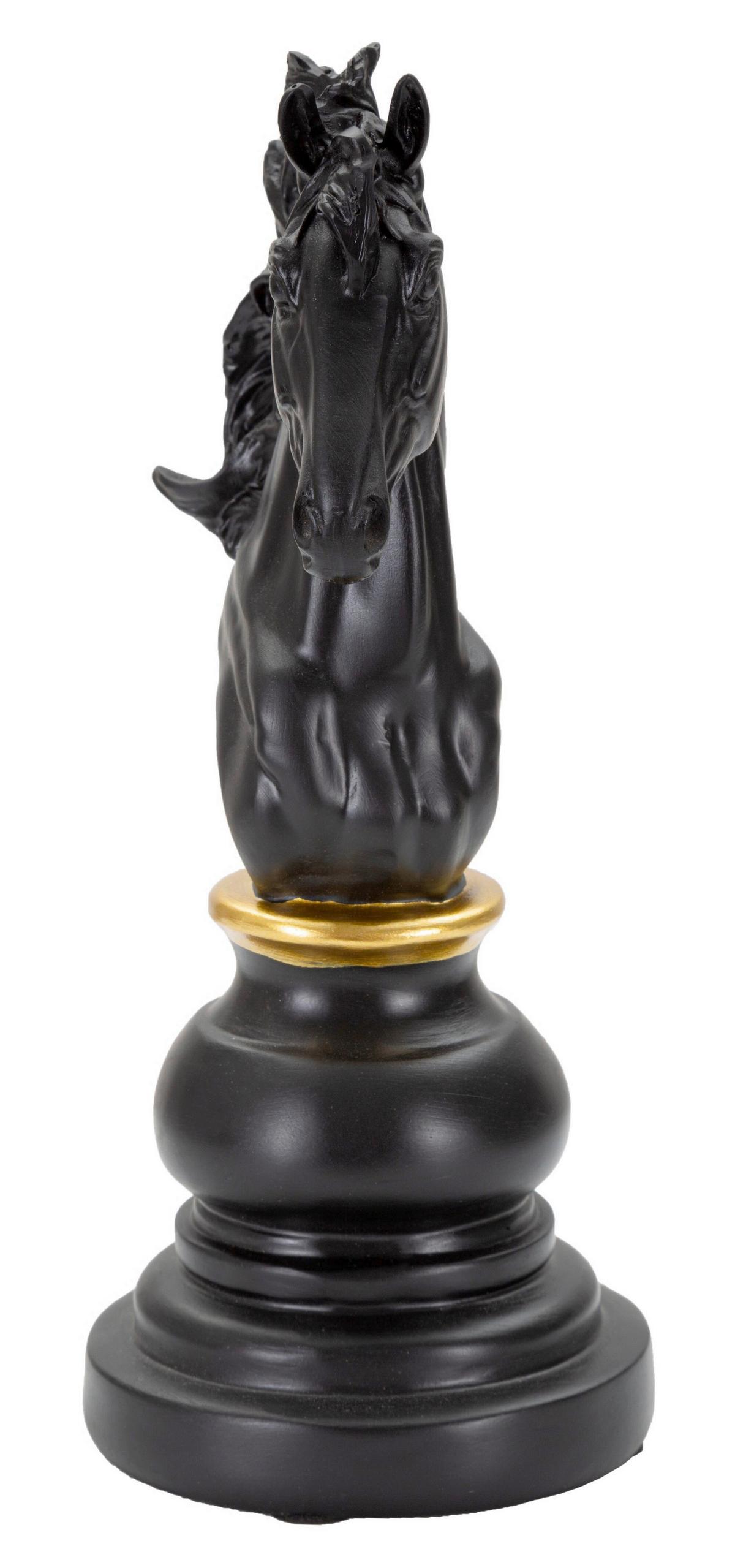Skulptur Black And Horse B: 14 cm - Goldfarben/Schwarz, Basics, Kunststoff (14/27/11cm)