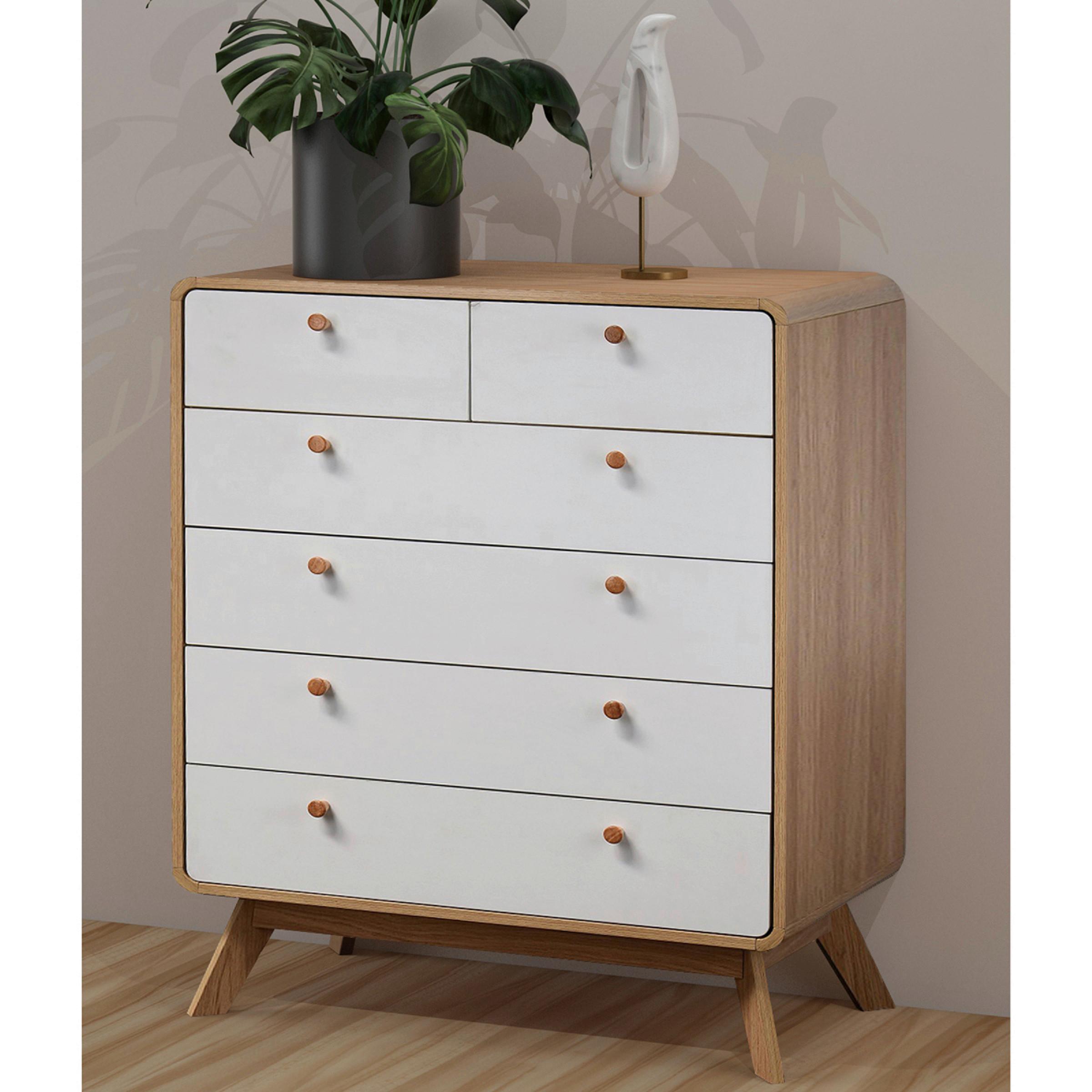 Kommode Cassie Weiß 81 cm - Eichefarben/Weiß, Design, Holzwerkstoff (81/104/39cm) - MID.YOU