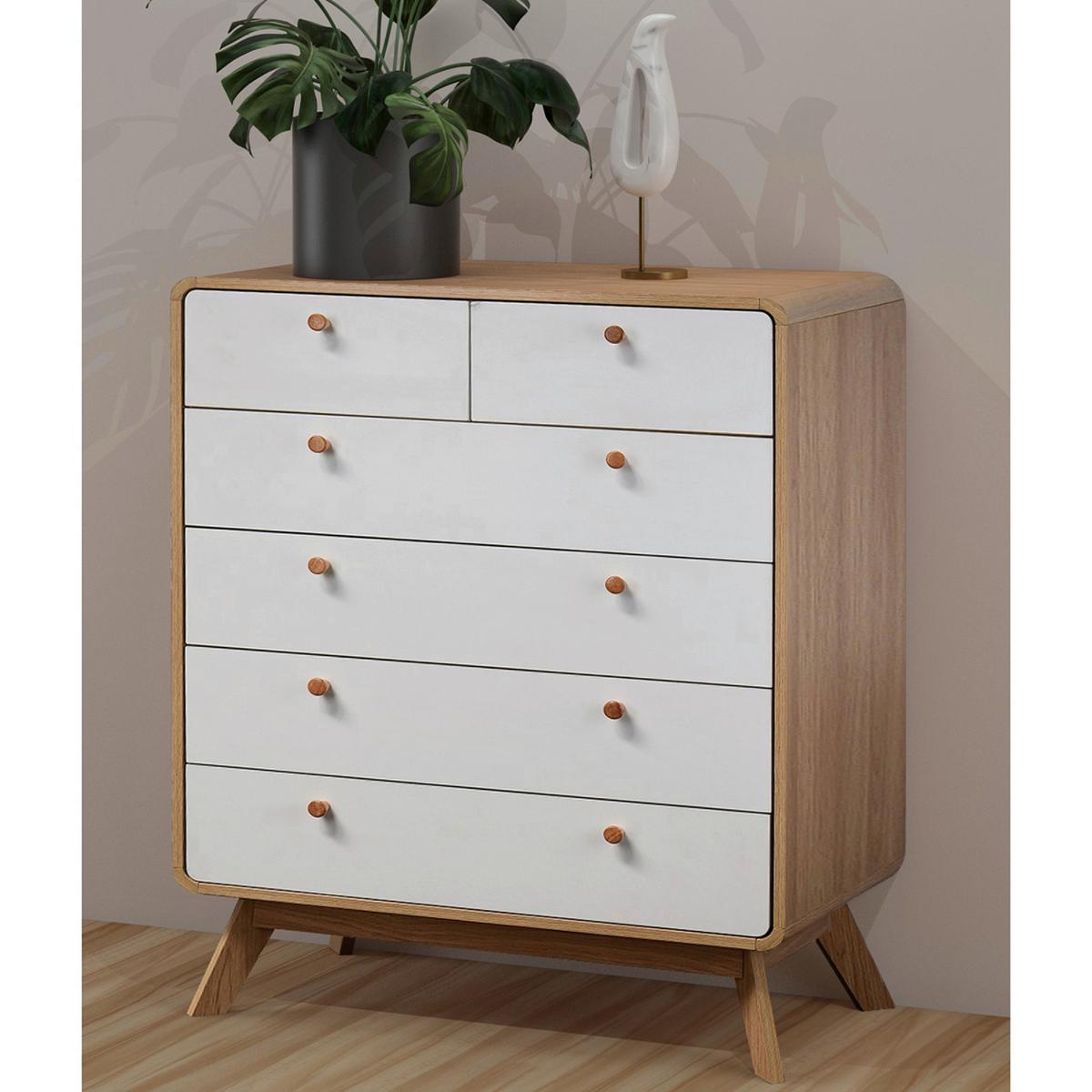 Kommode Cassie Weiß 81 cm - Eichefarben/Weiß, Design, Holzwerkstoff (81/104/39cm) - MID.YOU