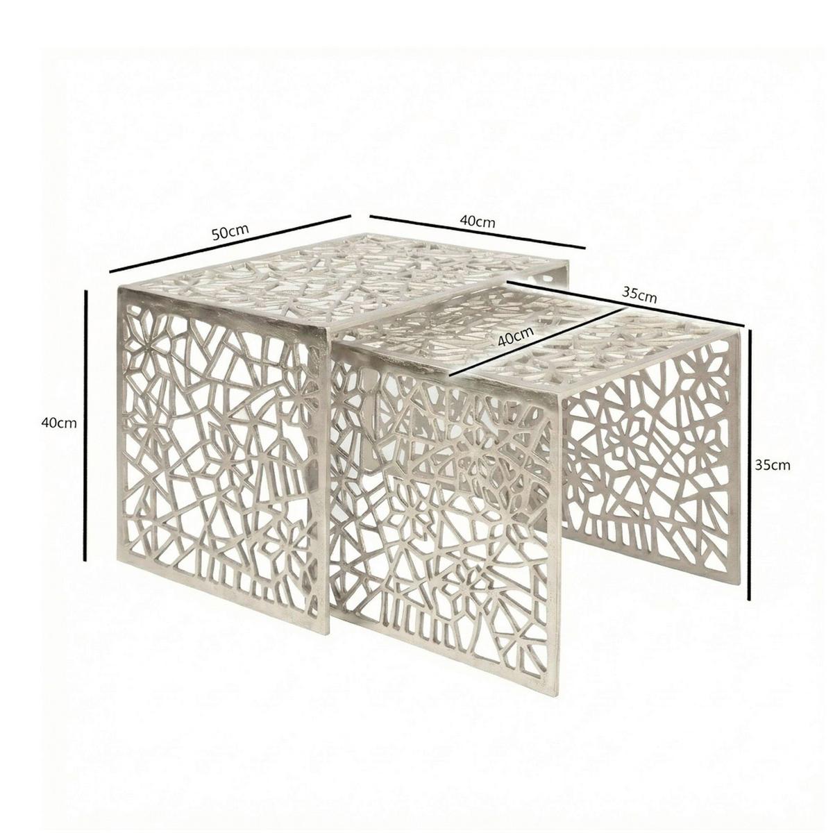 SATZTISCH Silberfarben 2-teilig - Silberfarben, Design, Metall (50/40/40/35/40/35cm) - MID.YOU