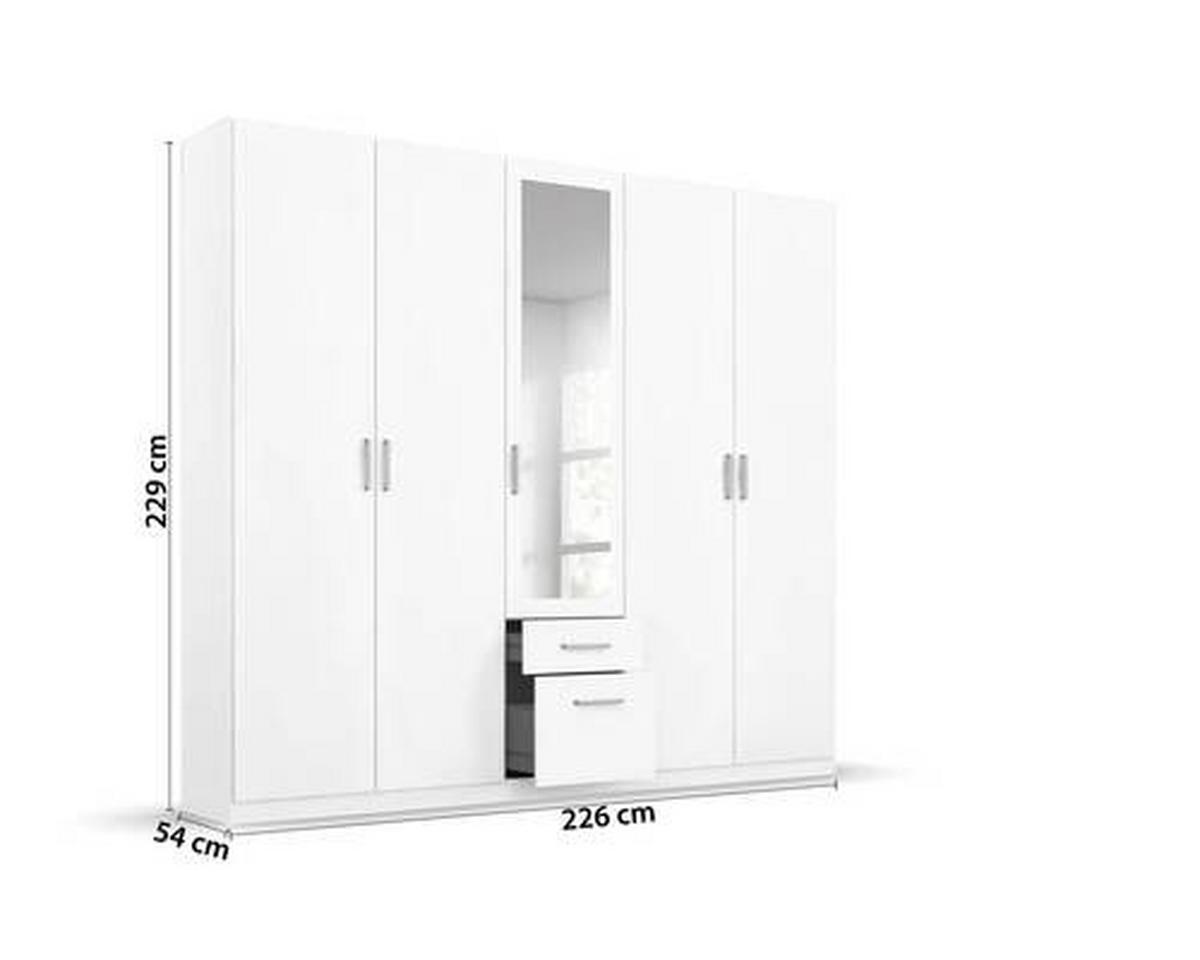 Drehtürenschrank Mit Spiegel B: 226 cm Bingen Weiß - Weiß, MODERN, Holzwerkstoff (226/229/54cm) - Rauch Möbel