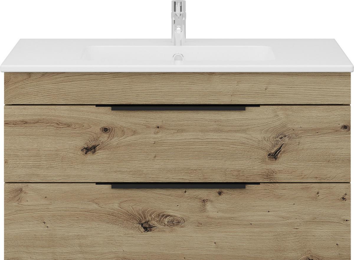 Waschtischkombi Sana Eiche Artisan B: 80 cm - Eiche Artisan/Weiß, MODERN, Keramik/Holzwerkstoff (80cm) - Stylife