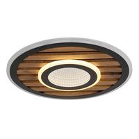LED-Deckenleuchte D: 40 cm Schwarz Weiß Dunkelbraun - Dunkelbraun/Schwarz, Natur, Holzwerkstoff/Kunststoff (40/6cm) - Globo