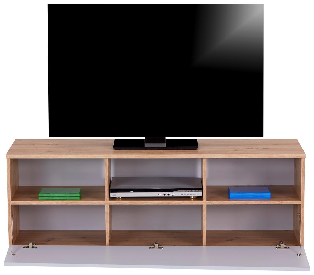 NÍZKÁ KOMODA JOHNNY - šedá/dub artisan, Moderní, kompozitní dřevo (138/51,5/40cm)