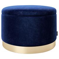 Pouf Sue Samt Blau/Goldfarben DxH 55x35 cm mit Stauraum - Blau/Goldfarben, LIFESTYLE, Textil (55/35/55cm) - Playboy