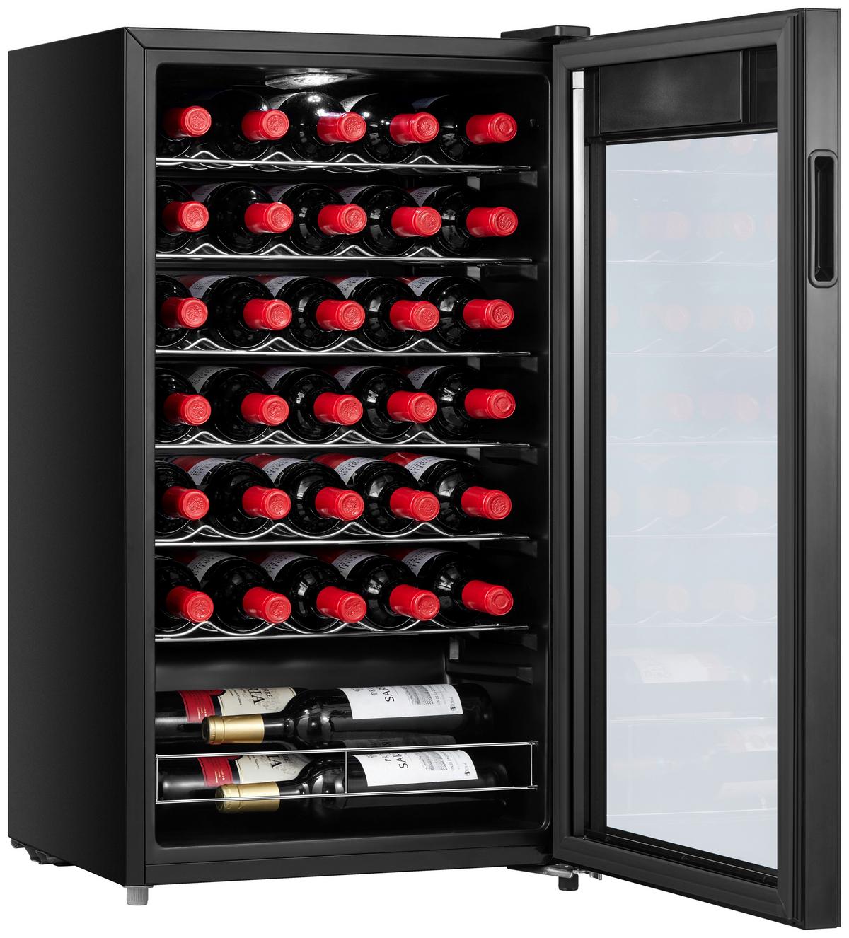 Weinkühlschrank Wks 1-40 Schwarz 93l Für 34 Flaschen - Schwarz, Basics, Glas/Kunststoff (47/84,5cm) - Silva Schneider